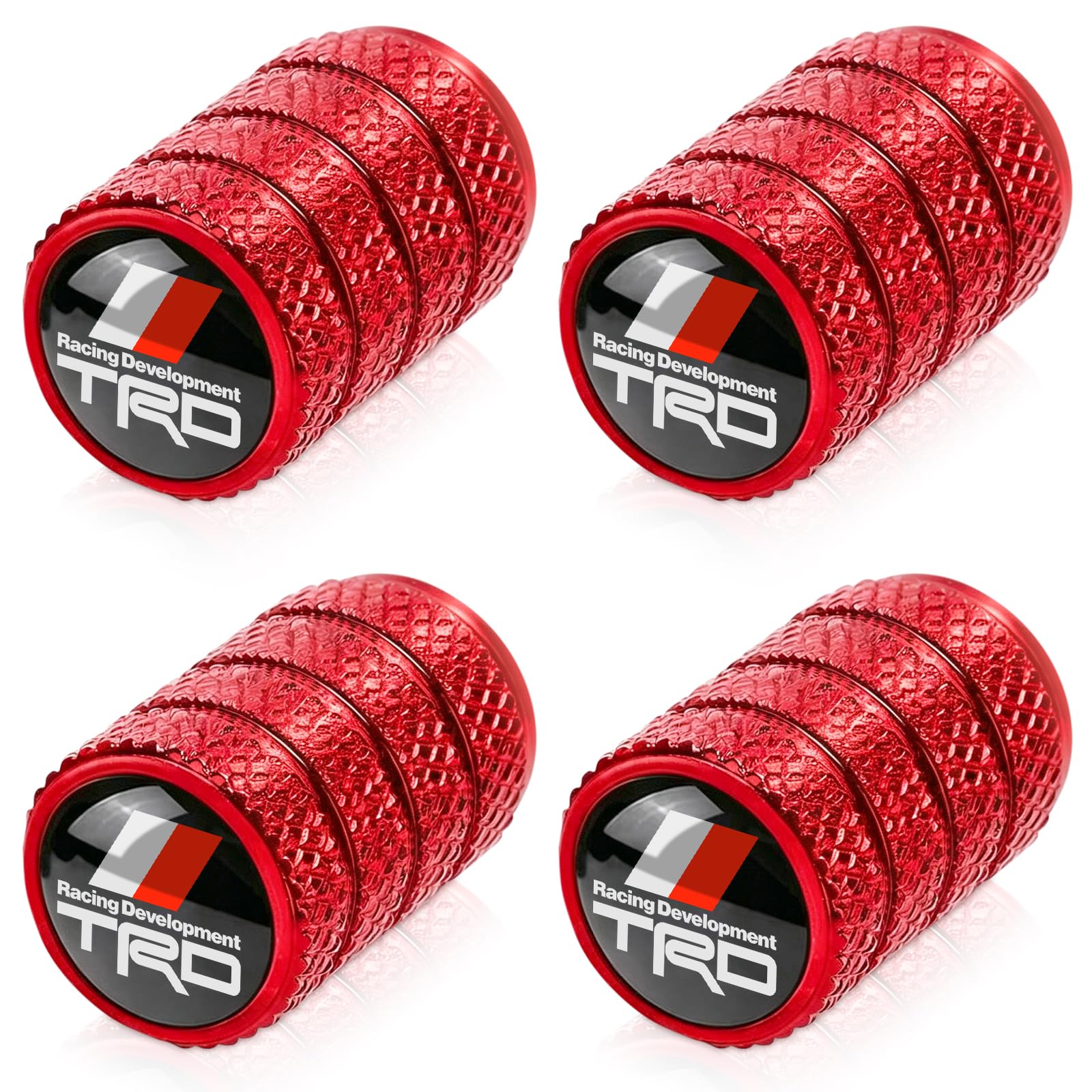 4pcs Tire Valve Stem Caps, Compatible with Toyota TRD Sequoia Tundra Tacoma 4Runner Trucks Series Stem Cap Universal Car Air Cover Car Accessories for Cars, SUV, Truck, Motorcycles Red