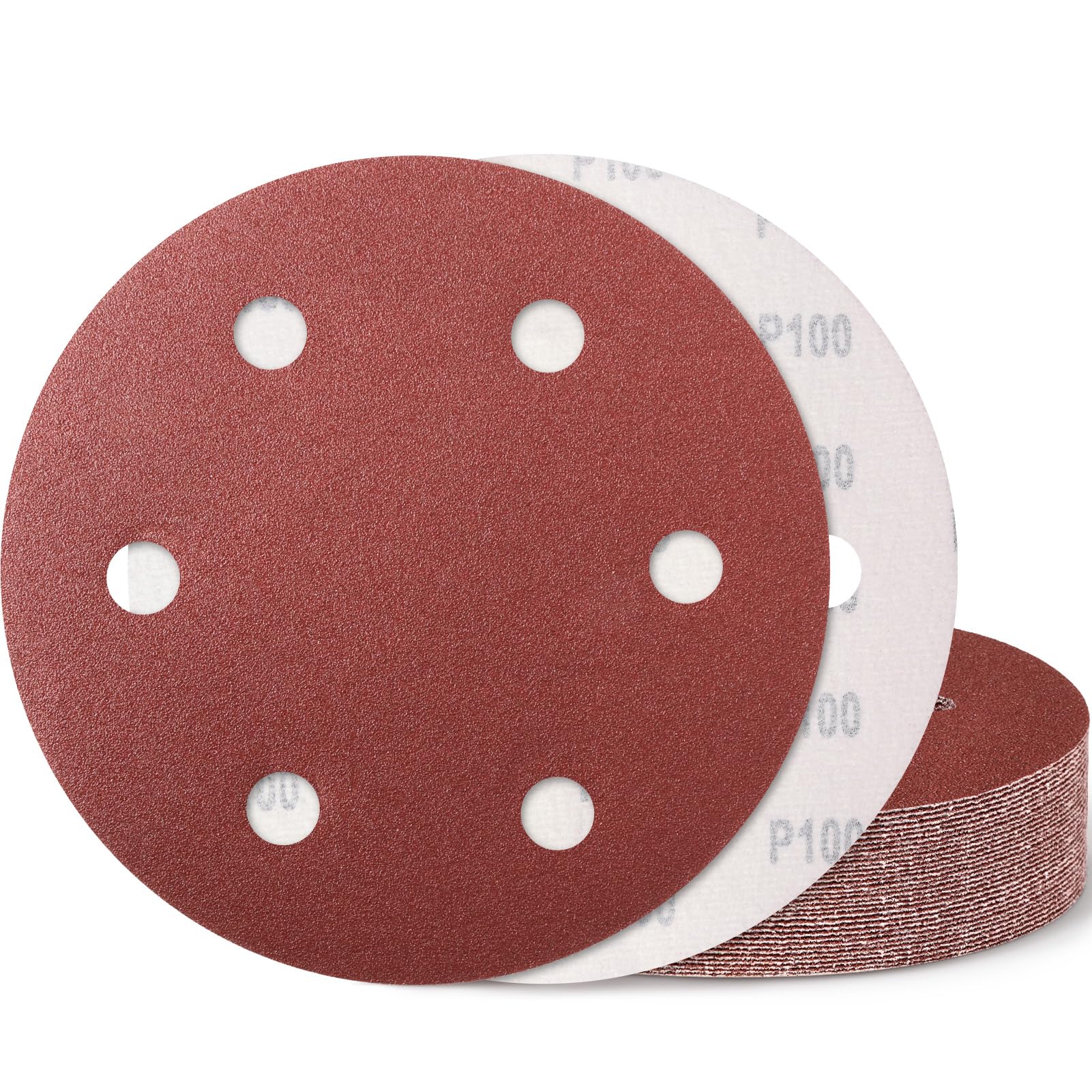 9 Inch 6 Hole Sanding Disc, GOH DODD 100 Grit 15 Pieces Hook and Loop Sandpaper Aluminum Oxide Sanding Pads Sand Paper for Drywall Sander Wood Metal