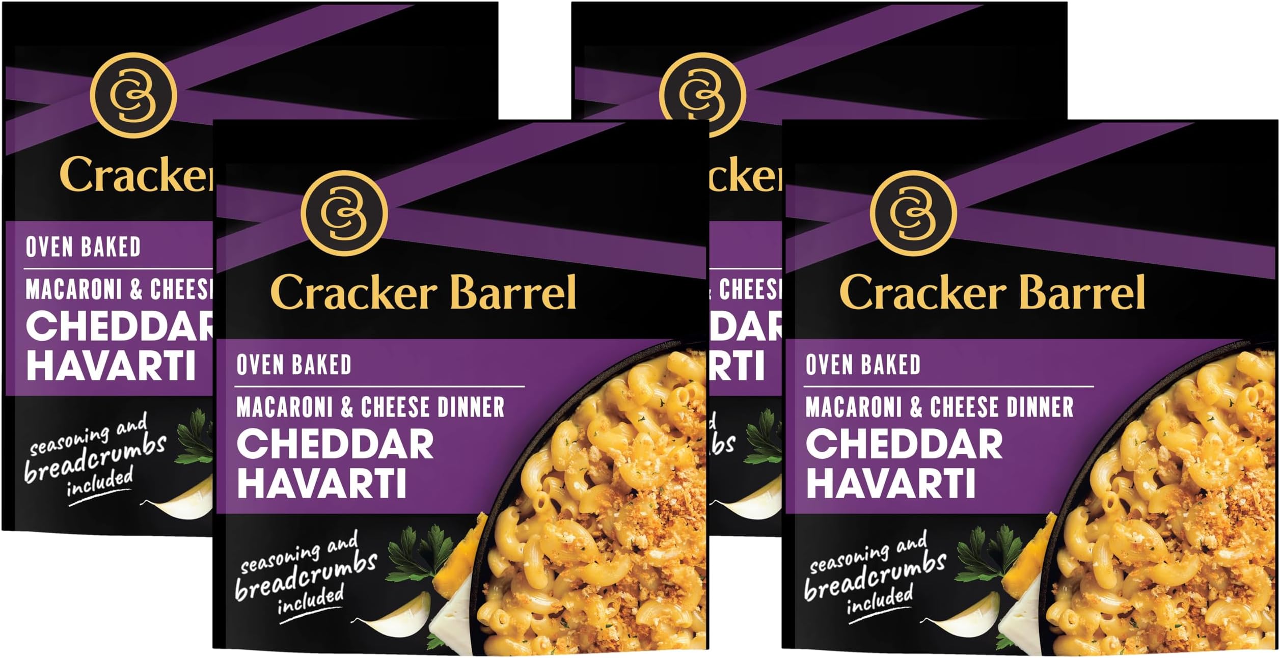 Cracker BarrelOven Baked Cheddar Havarti Macaroni and Cheese Dinner (12.3 oz Pouch) (Pack of 4)