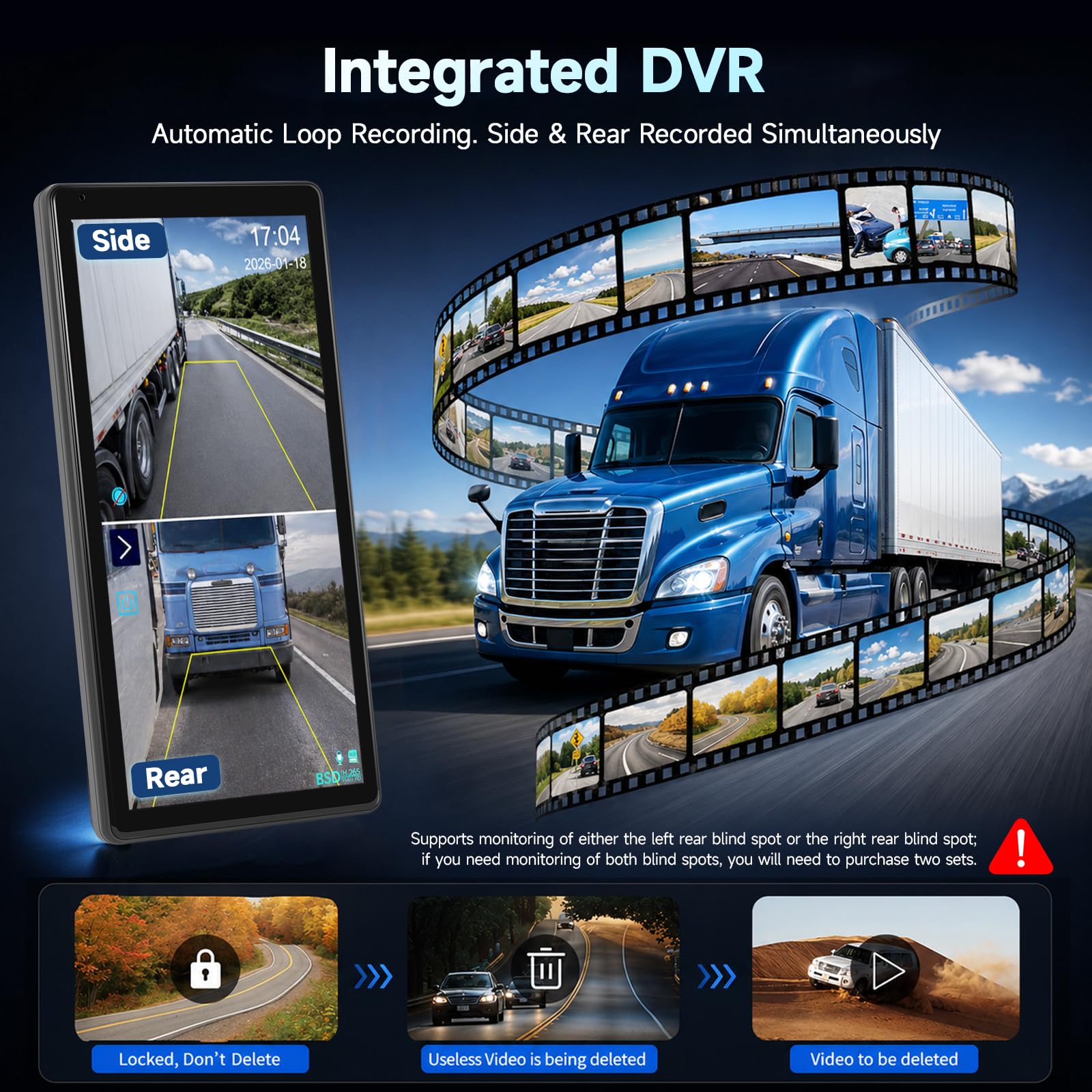 Hodozzy Cámara de Marcha Atrás Kit con Monitor Táctil IPS HD de 10,36 Pulgadas para Visión Nocturna, Camara de Vision Trasera Ajustable de Doble Canal, Cámara Retrovisor con BSD, Grabación Bucle