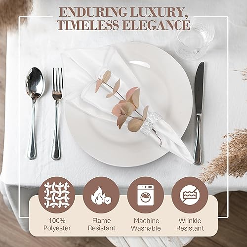 Miniatura 2 de Ultimate Textile -1 docena - Reversible Shantung Satin - Majestic - Servilletas de tela Majestic de 17 x 17 pulgadas, color blanco