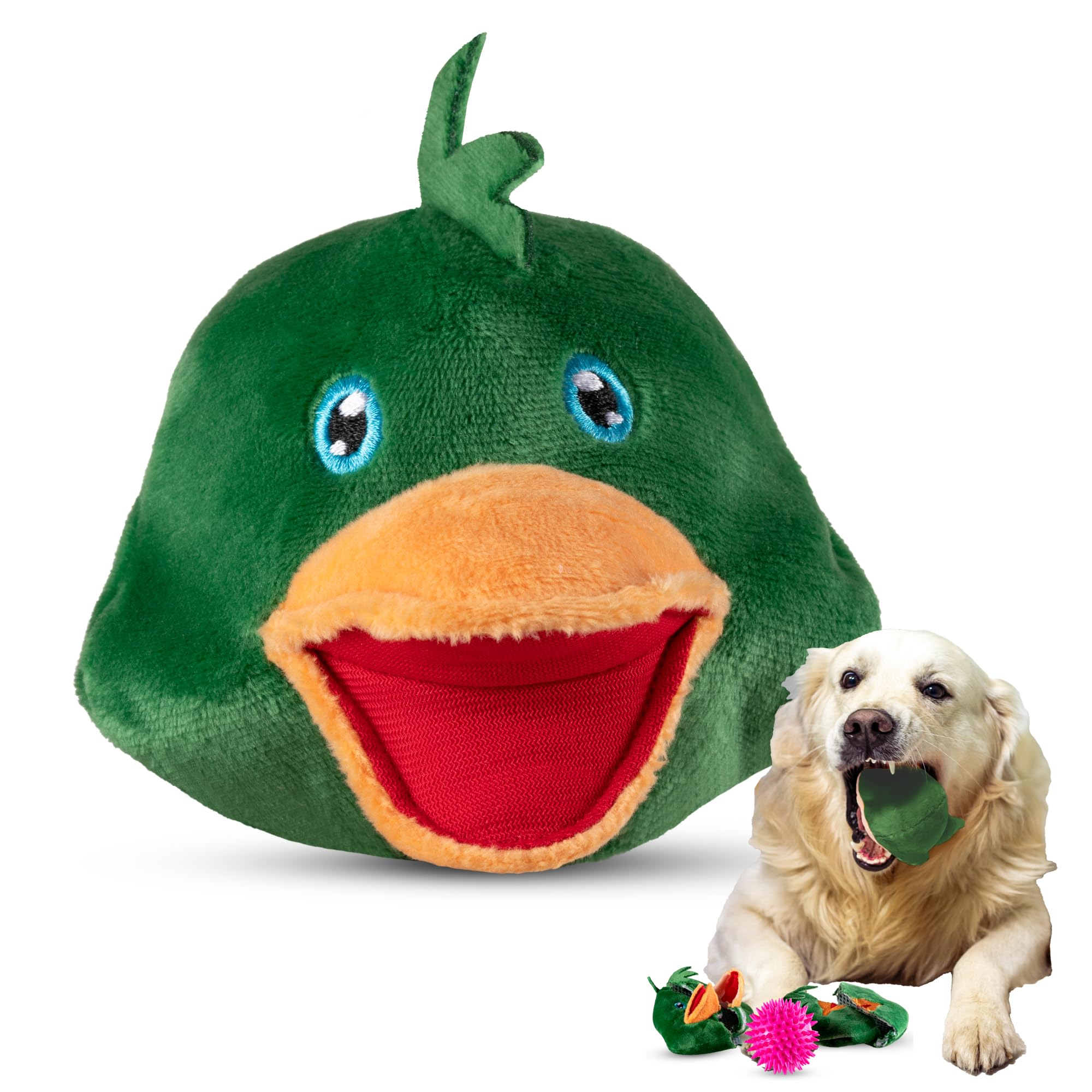 Dog Toys for Aggressive Chewers (3in1) - Squeaky Toys Interactive for Medium Dogs, Large & Small Breeds - Puppy Teething Chew Toy - Juguetes Perros - Duck