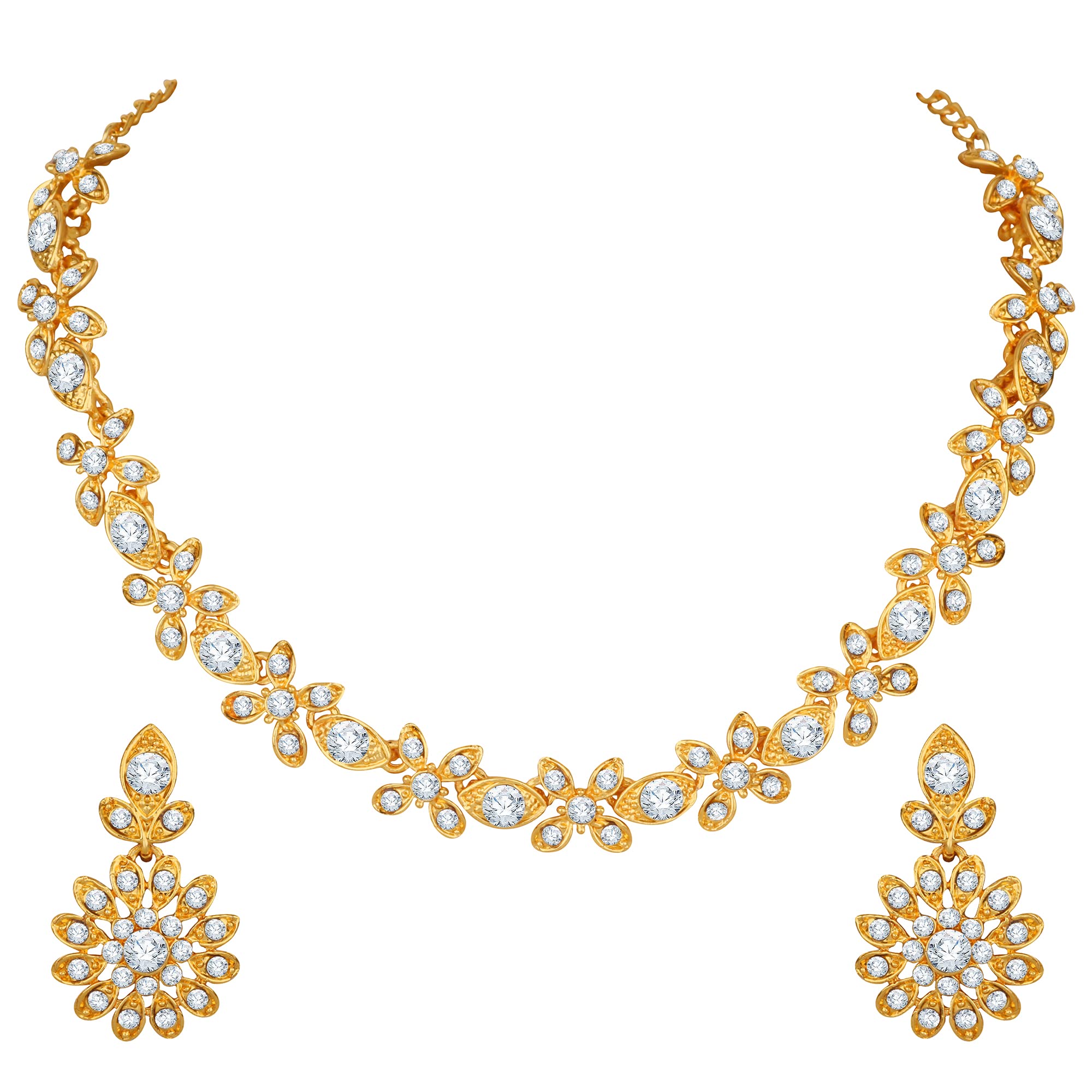 Atasi International Gold Plated Crystal AD Diamond Necklace with Earrings For Women - Jewellery Set for Party, Wedding Festive (AG5659) (B0BQZXXL76) Amazon Price History, Amazon Price Tracker