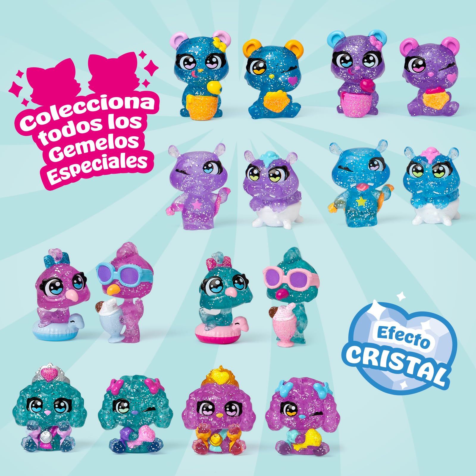 Cherry Pets Sweet Twins Series – Multipack Stylish Poodles. Incluye 6 Figuras coleccionables (2 con Efecto Cristal y Glitter + 2 Sorpresa). Pack 4 de 4 — view 3