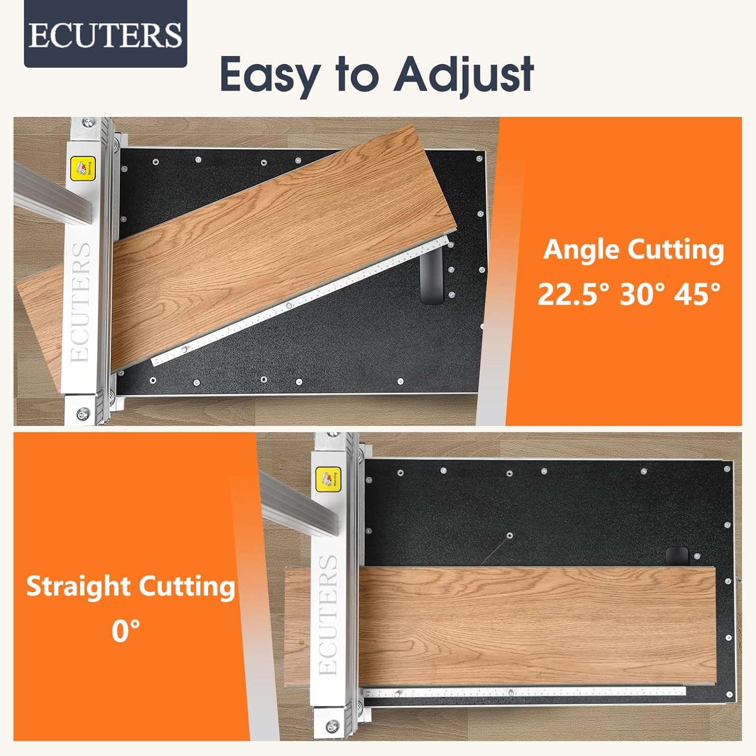 13“ Laminate Floor Cutter with Wheels, Heavy Duty Vinyl Floor Plank Cutter, Adjustable Angle Length Cutting 17mm Thick LVP SPC WPC Engineered Wood