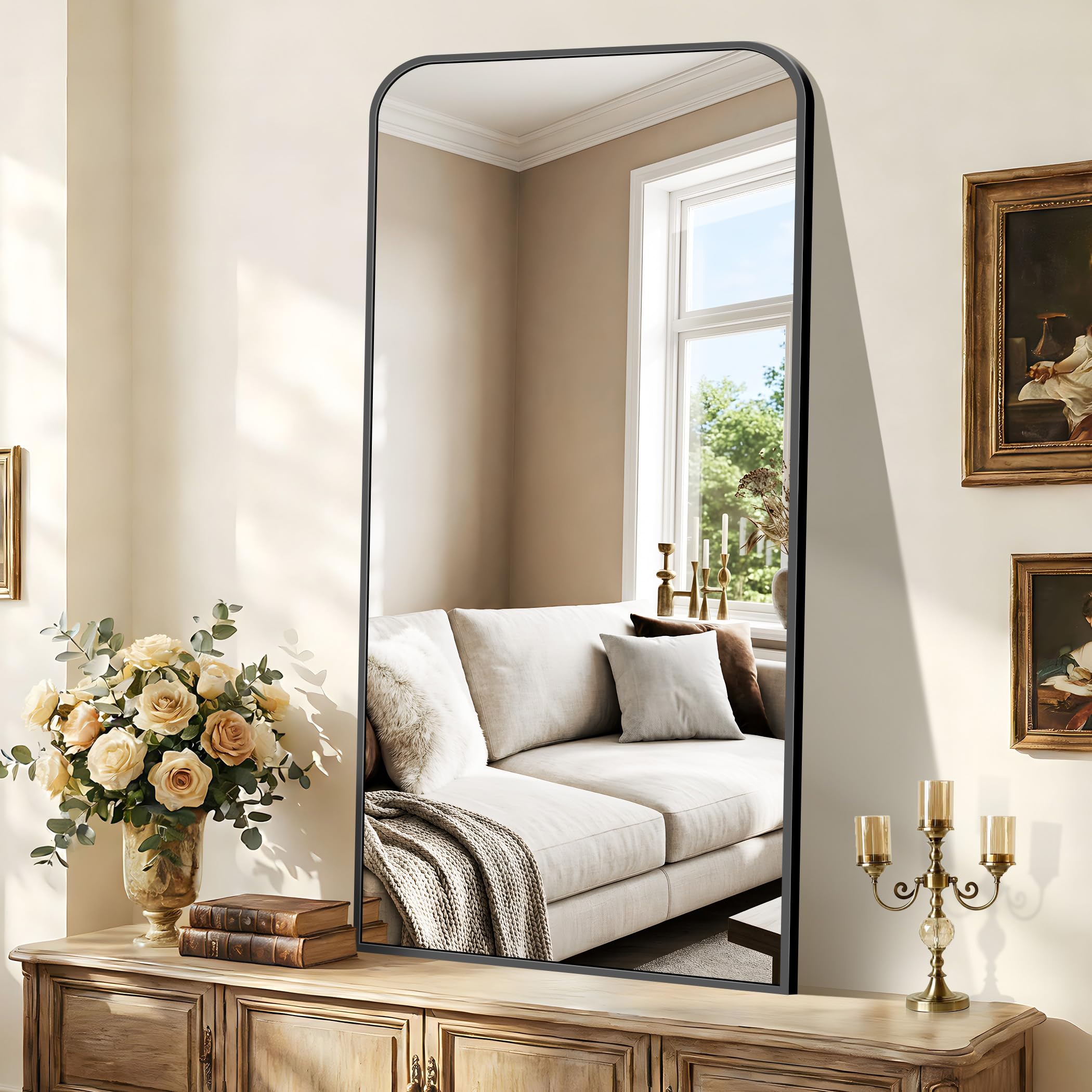 Bathroom Mirror 30x60 inch Black Rectangle Wall Mounted Mirror with Thin Frame Large Bathroom Vanity Mirrors for Over