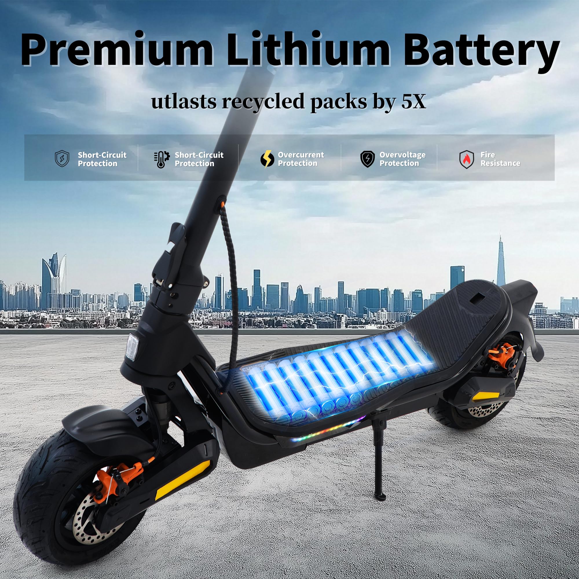 Trottinette Electrique Adulte, Moteur 1000W, Autonomie 45-55KM, Batterie 13 Ah, 9.5" Tout Terrain Trotinette Electrique Pliable, Double Amortisseurs, Double Frein, avec App