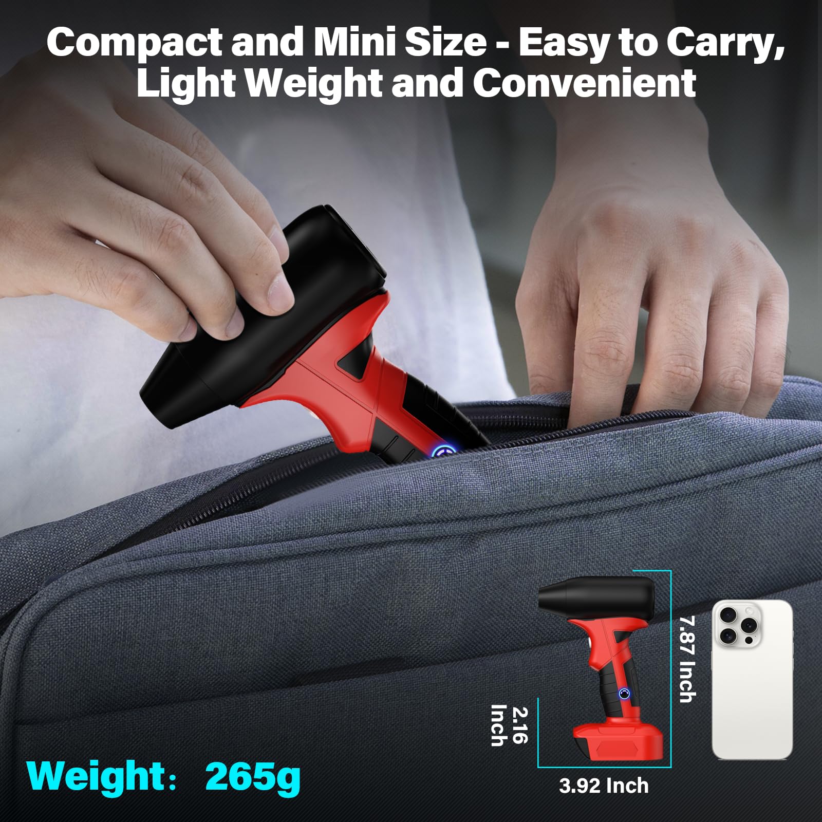Soffiatore per lame wireless compatibile con batteria Milwaukee M18 da 18 V, motore brushless ad alta velocità da 130.000 giri/min, soffiatore d'aria per foglie, polvere, neve, cura del prato