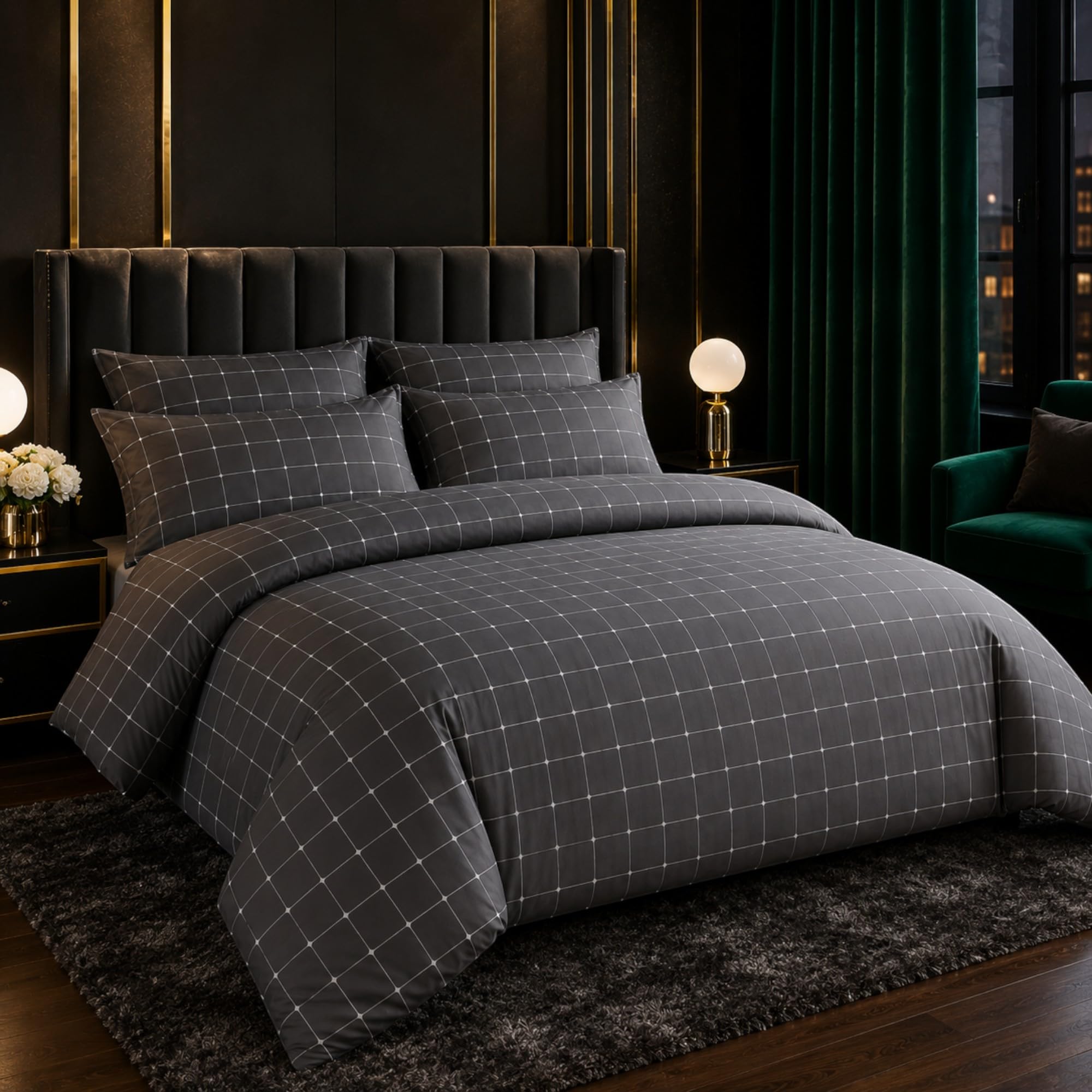 Pamposh Lazzaro Double Duvet Set Premium Microfiber Reversible Double Duvet Cover 3Pcs Ultrasoft Hypoallergenic With Zipper Closure from B&Q