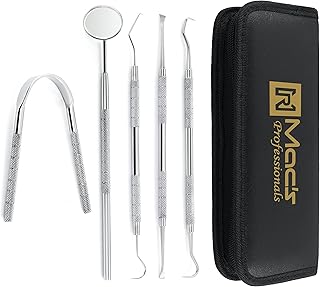 DENTIST PREPARED TOOLS KIT | Dental Pick Dental Floss Gum Floss Threaders Toothpicks Dental Hygiene Kit Set Dental Instruments High Grade Stainless Steel Tartar Scraper Tartar Remover by Macs-