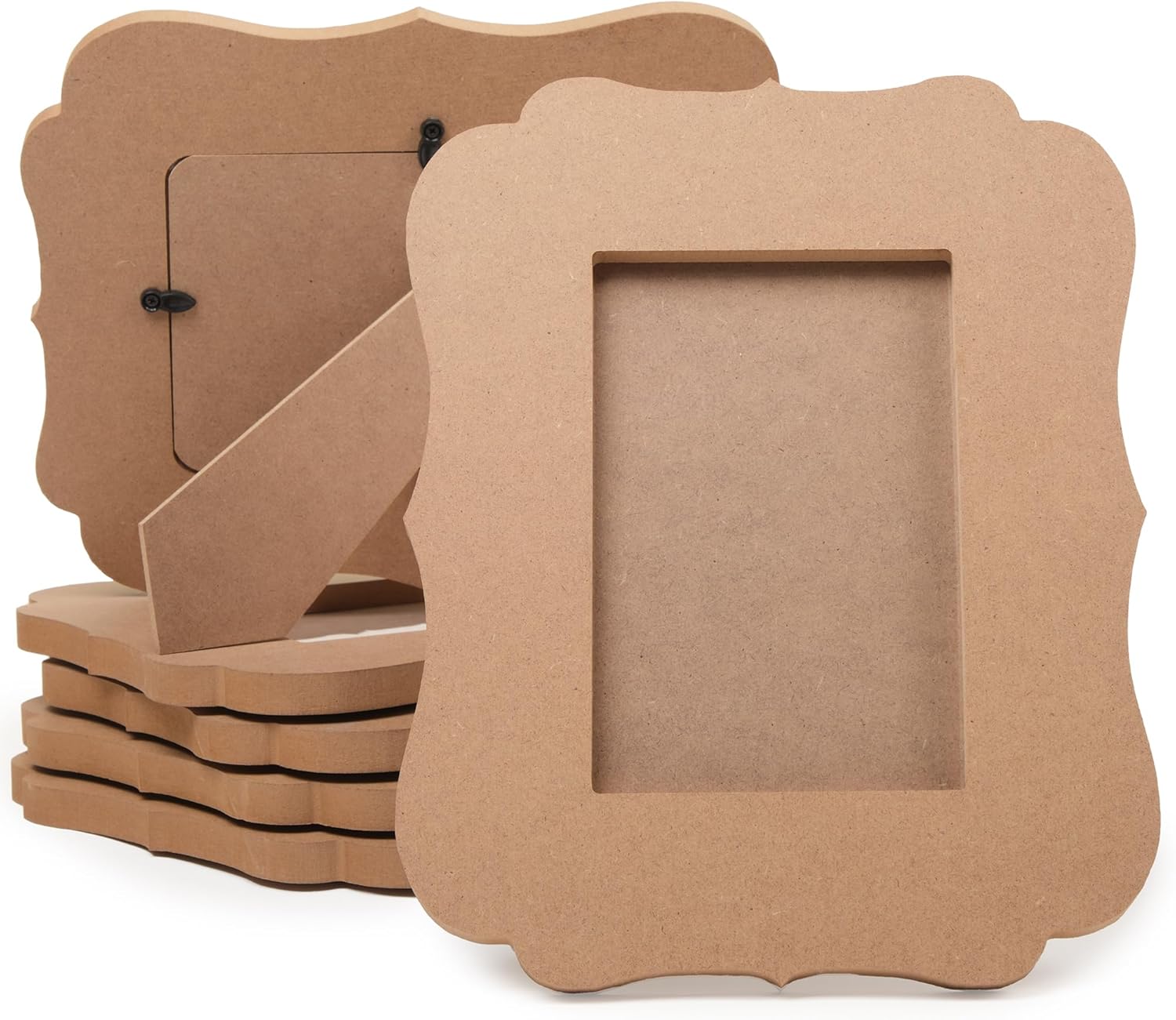 6Pack Unfinished Wood Picture Frames, Holds 4x6 Inch Photos, Wooden