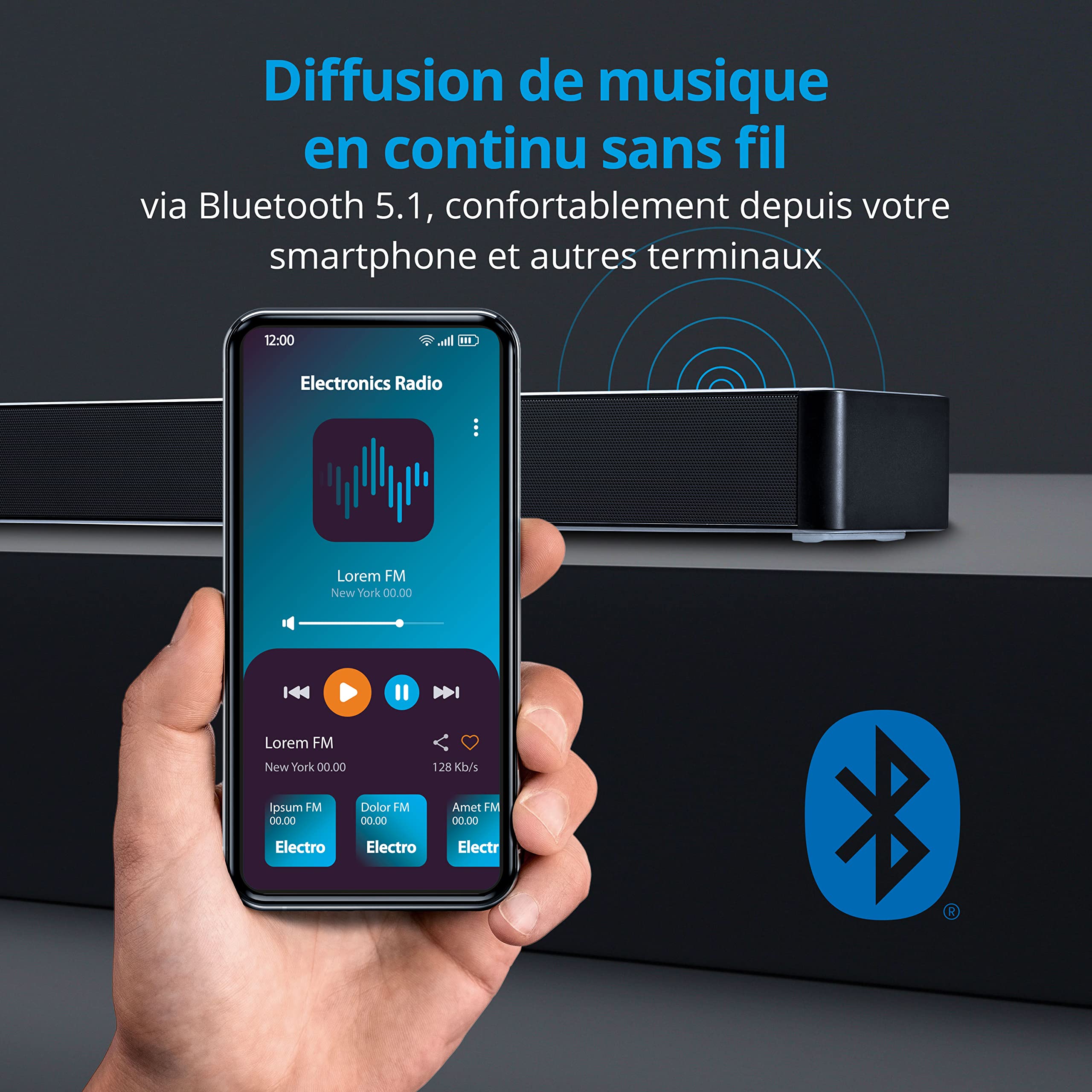 MEDION P61155 Barre de Son TV 2.0 avec Bluetooth (HDMI Arc, entrée Optique, 2 x 30 W RMS, contrôle Tactile, télécommande Incluse, kit de Montage Mural)