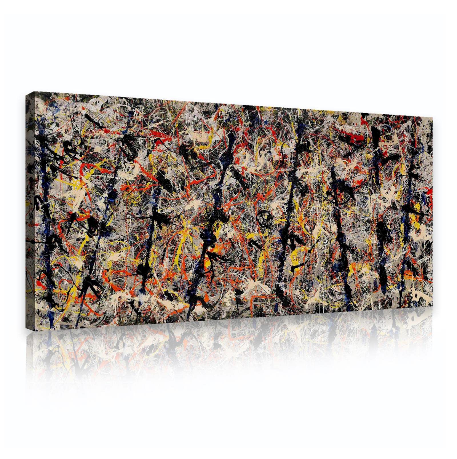 Jackson Pollock Canvas Wall Art - Blue Poles 1952 Fine Art Print Poster - Famous Wall Decor for Living Room Office 50x125cm Innerframe