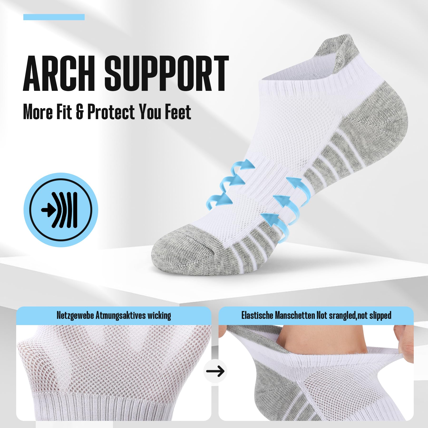 FALARY 10 Paia di Calzini Sportivi Uomo Donna Corti Calze Corte Cotone Traspirante