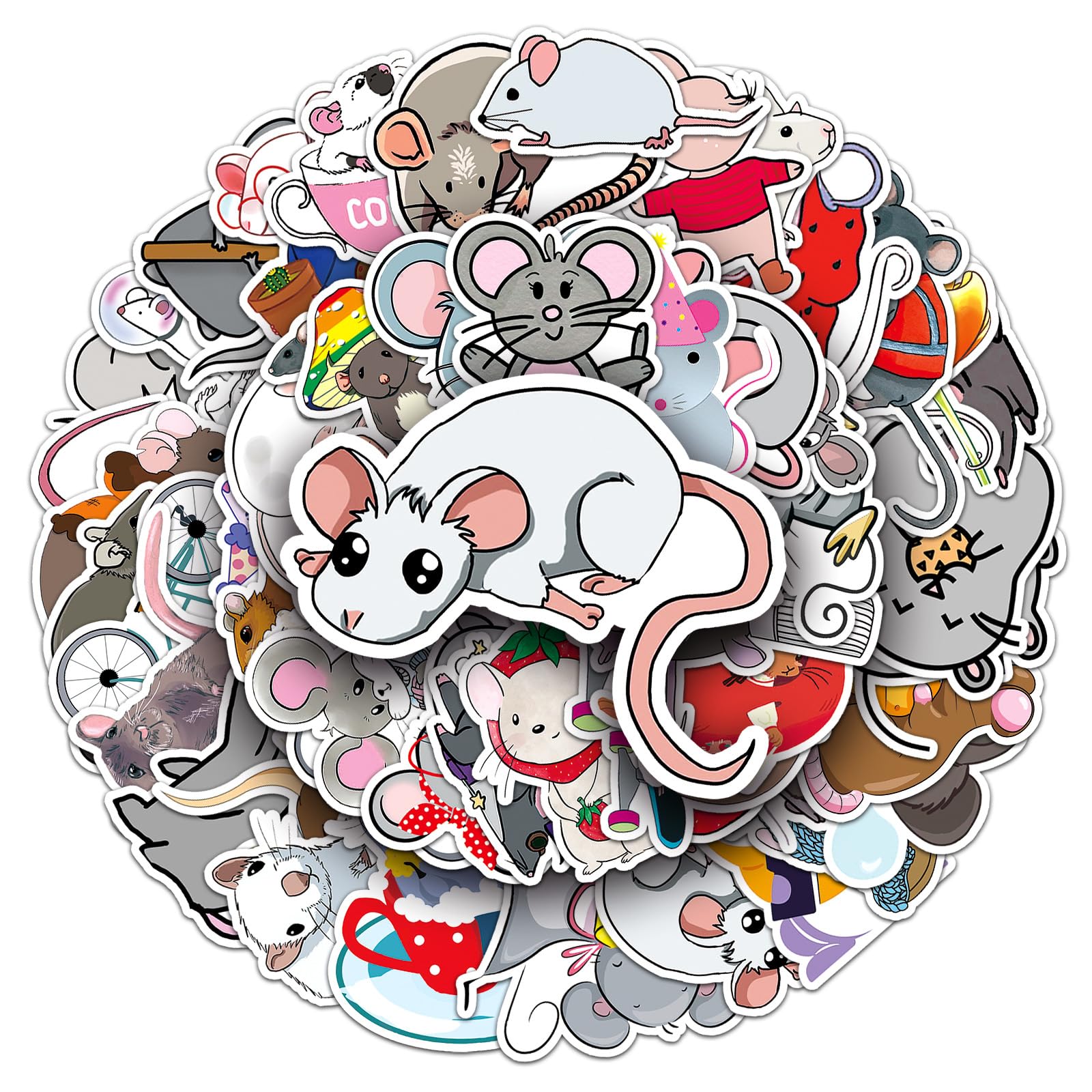 Mouse Stickers for Laptop(50 Pcs),Gift for Kids Teens Adults Girl,Mouse Waterproof Stickers for Water Bottle,Vinyl Stickers for Scrapbook,Journal,Dairy,Skateboard