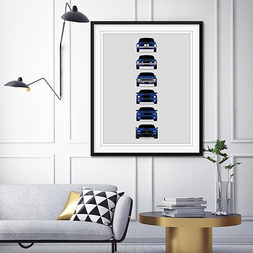 Miniatura 9 de Shelby Mustang GT500 Inspired Car Poster - Handmade Print of Ford Shelby GT500 - Grey with Black Stripes, 11x14" Satin Print (Unframed)-Perfect Gift