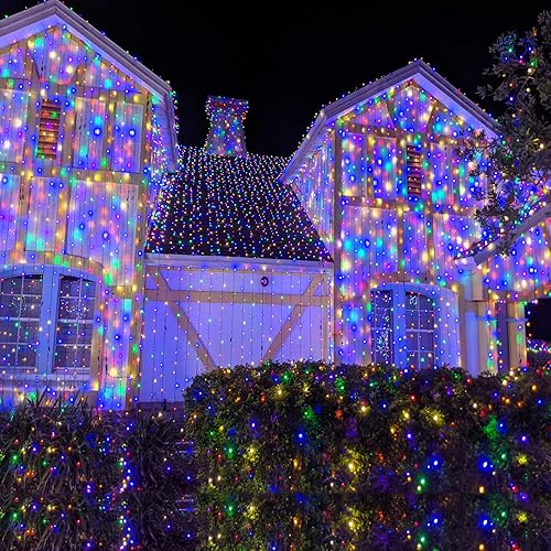 Miniatura 6 de 300 luces LED de Navidad para exteriores, tira de luces de Navidad extra larga de 99 pies, 8 modos de enchufe, luces de hadas impermeables con