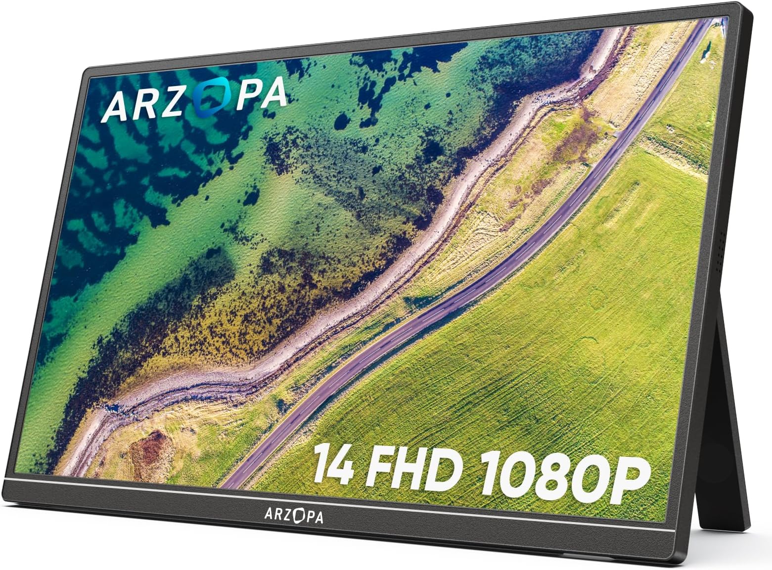 ARZOPA Portable Monitor 14.0" 1920×1080 FHD IPS Portable Monitor for Laptop with Single-rod, Support HDMI/Type-C/USB-C, Eye Protection Gaming Screen for Laptop/PC/Mac/PS3/4/5/Xbox - A1S