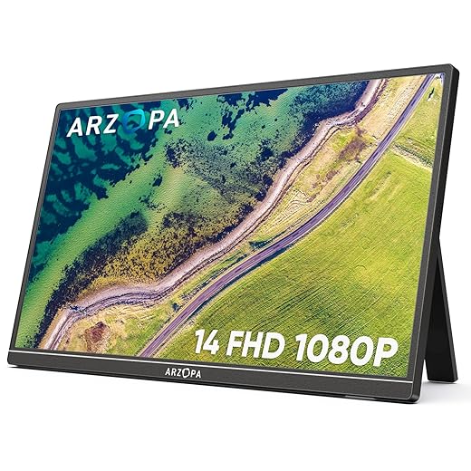ARZOPA Portable Monitor, 15.6 Zoll Tragbarer Monitor, 1920x1080 Full HD, 100% SRGB IPS Externer Mobiler Bildschirm mit HDMI/Typ-C/USB-C, für Laptop/PC/Mac/PS4/PS5/Xbox/Telefon (1080P)