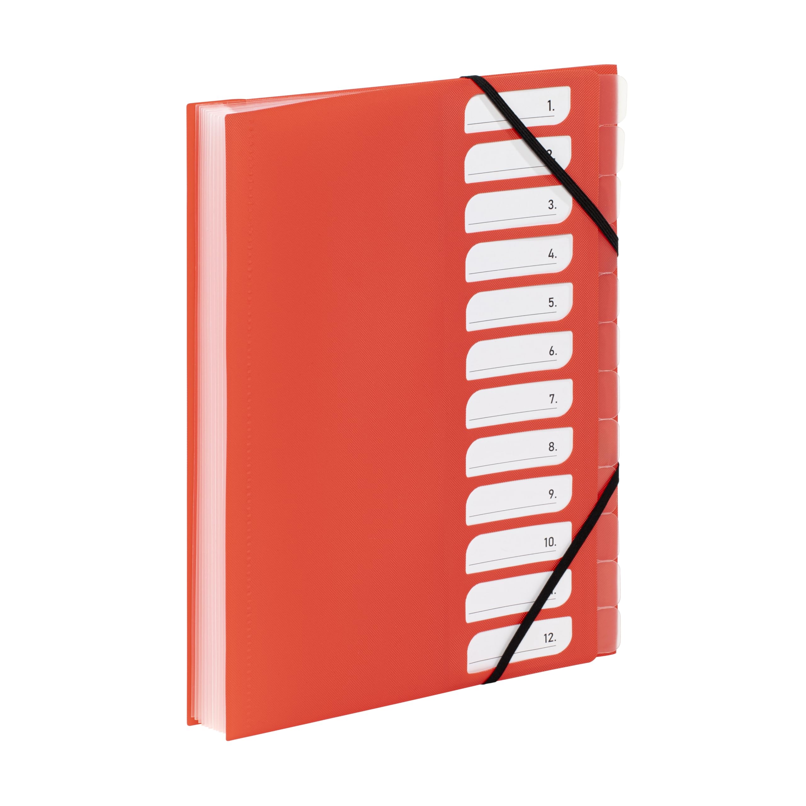 Viquel - A4 Document Folder with 12 compartments - Expandable Desk Organiser - A4 Document Holder with Index - Elastic Closure - FEEL'EASY Range - Orange