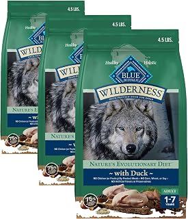 Blue Buffalo Wilderness Duck & Wholesome Grains Adult Dry Dog Food, 4.5 Pound (Pack of 3)