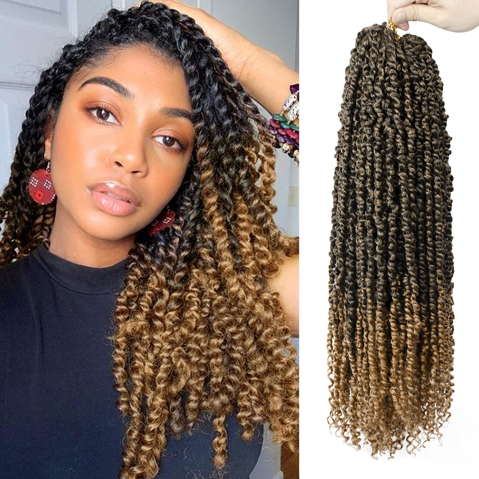 Passion Twist Hair - 8 Packs 22 Inch Passion Twist Crochet Hair For Women, Crochet Pretwisted Curly Hair Passion Twists Synthetic Braiding Hair