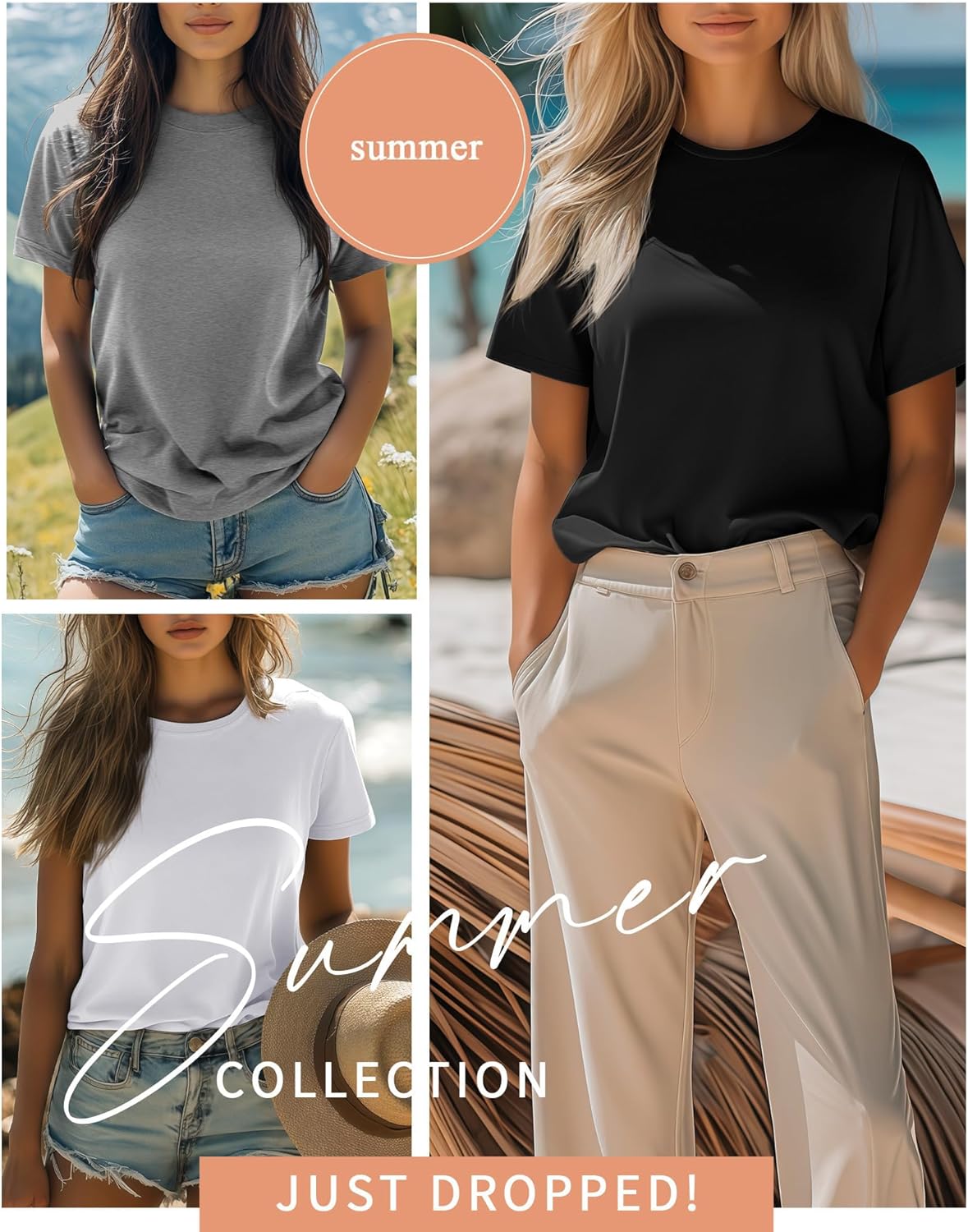 Ficerd Women's 3 Pack T Shirts Summer Casual Trendy Loose Fit Short Sleeve Crew Neck Tops Basics Workout Outfit Tee - Image 6