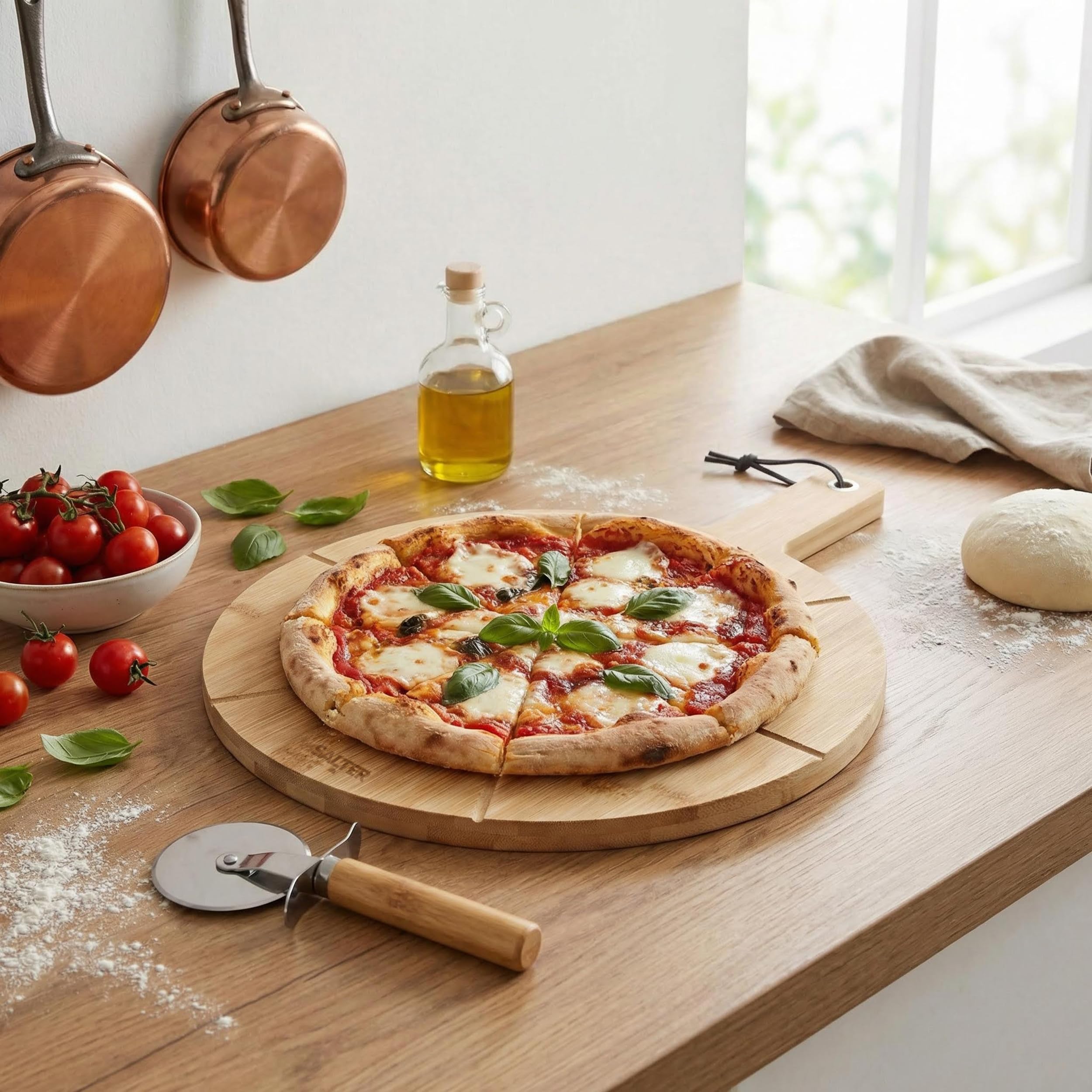 Salter Set tabla de pizza de bambú, redonda 30 cm, FSC®-Certified