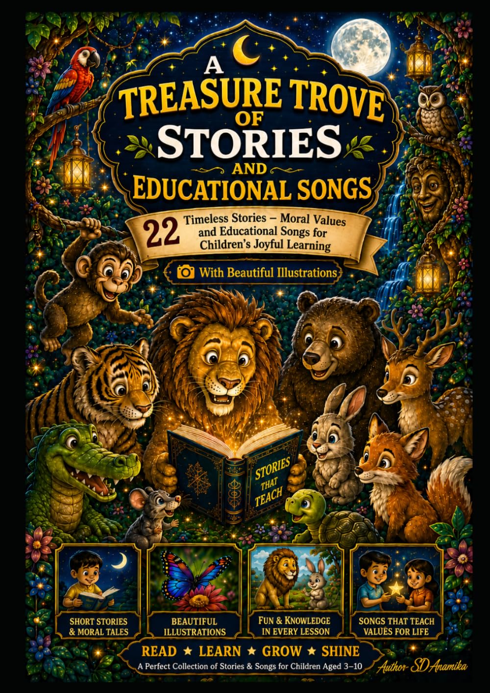 A Treasure Trove of Stories and Educational Songs for Children- 22 Bedtime Moral Stories for Kids Ages 3–10 | Photographic Illustrated Storybook for Toddlers | English, Bengali, Hindi Edition |