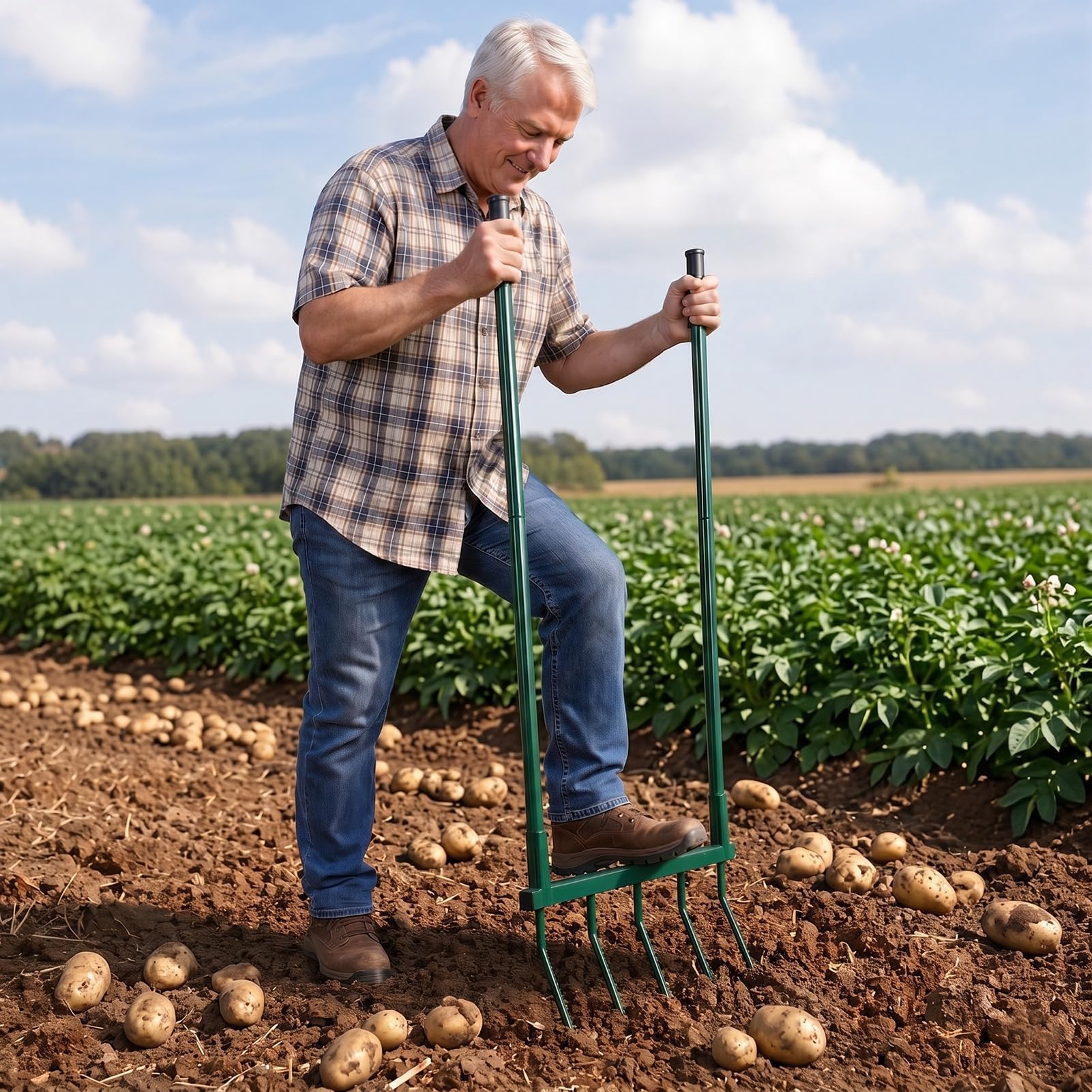 Fourche à bêcher à 5 dents, cultivateur robuste pour aération du sol