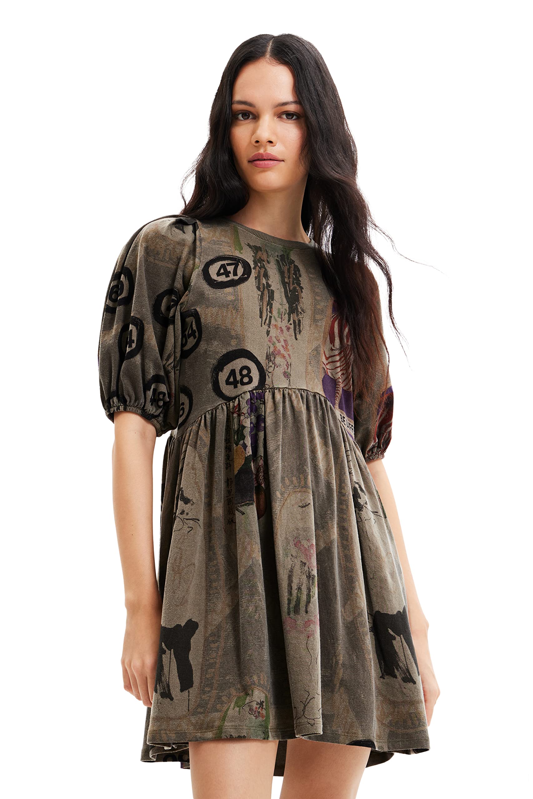 Desigual Women's Green Vest_neus, 4092 Kaki Casual Dress, S