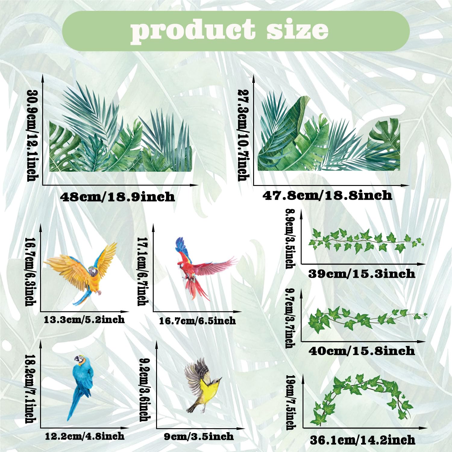 Set De 6 Pegatinas De Pared Con Hojas Verdes Pequeñas, Decor | Cuotas