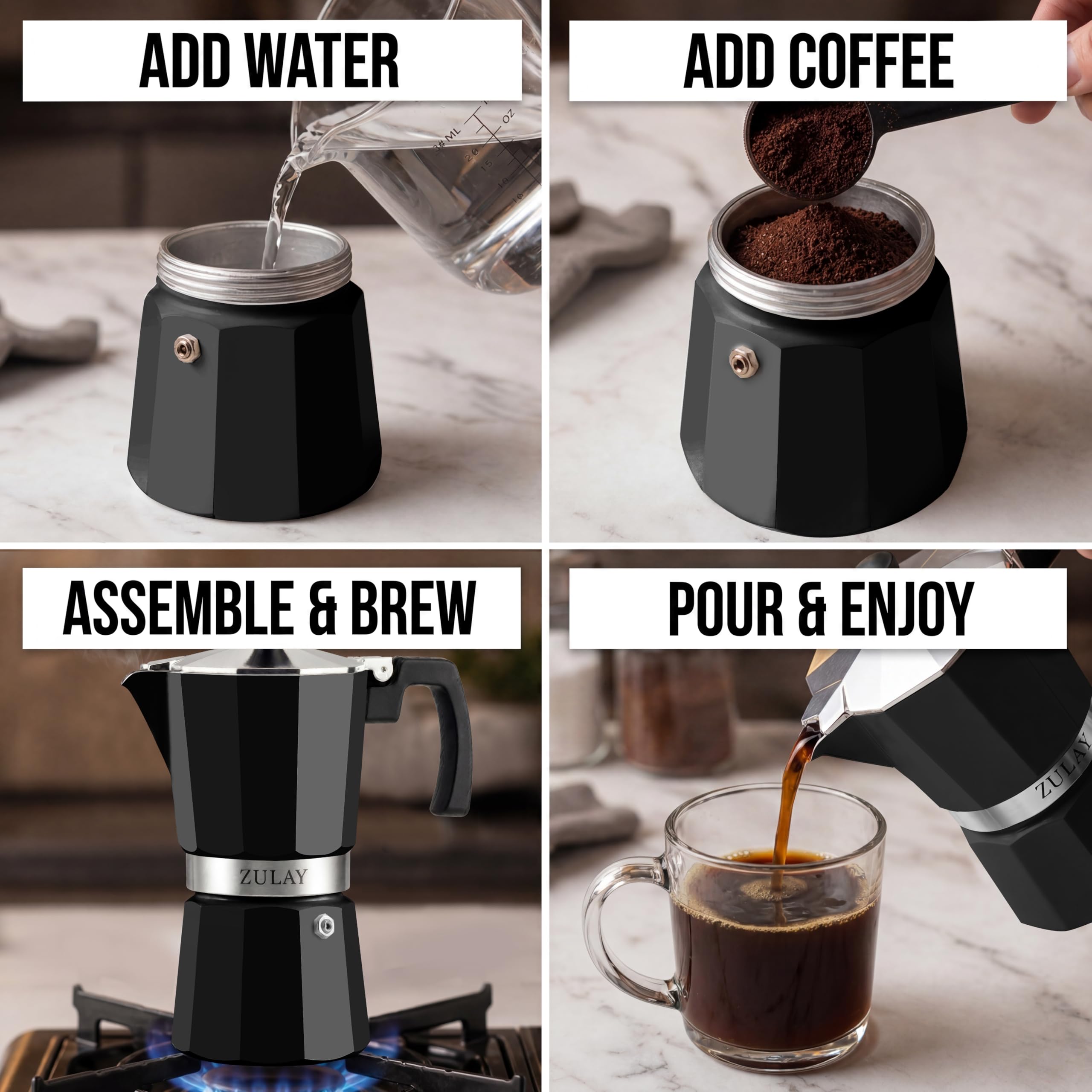 Amazon.com: Zulay Moka Pot Espresso Stovetop Coffee Maker - Leak
