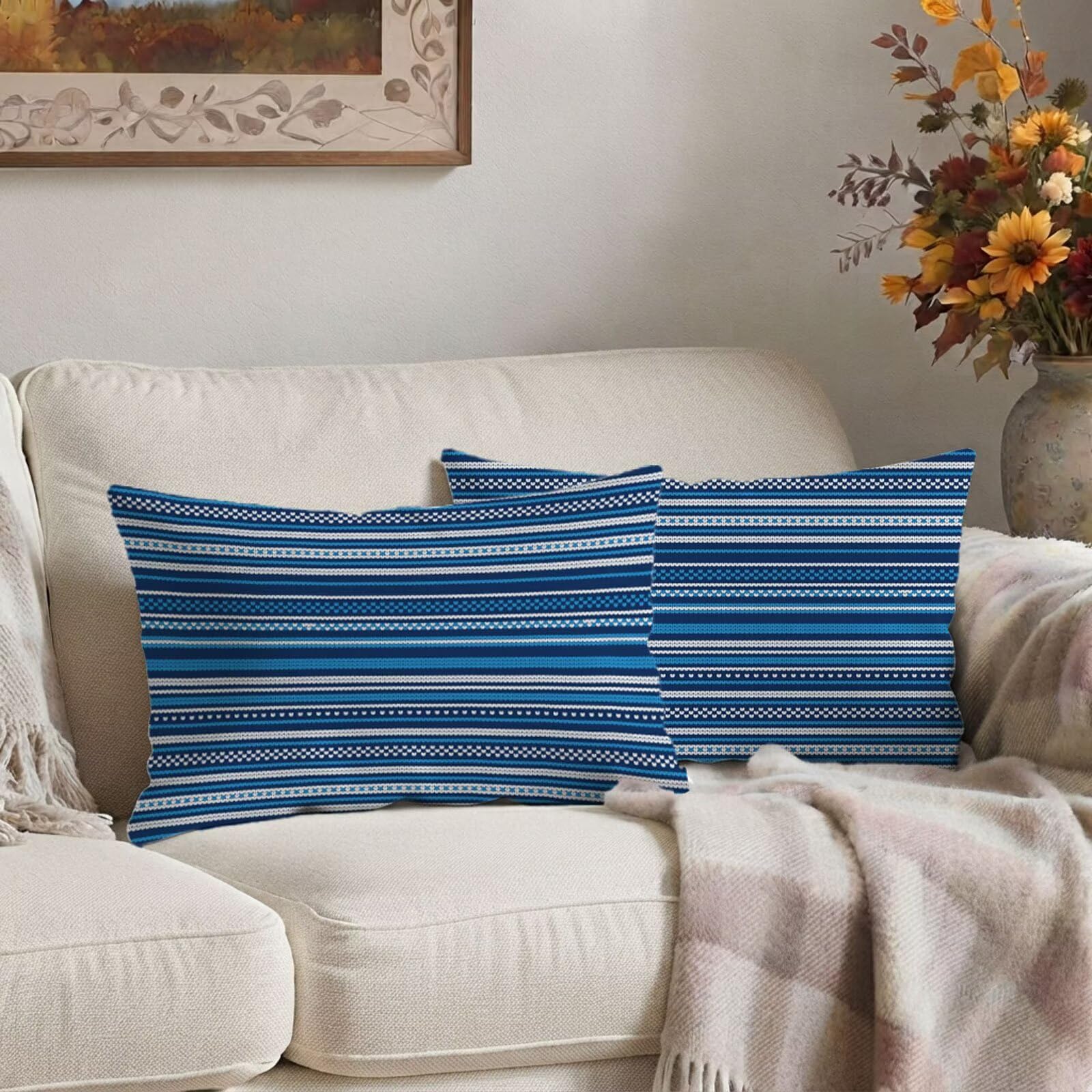 Poszewki na poduszki 60 x 80 cm niebieskie poduszki świąteczne na zewnątrz