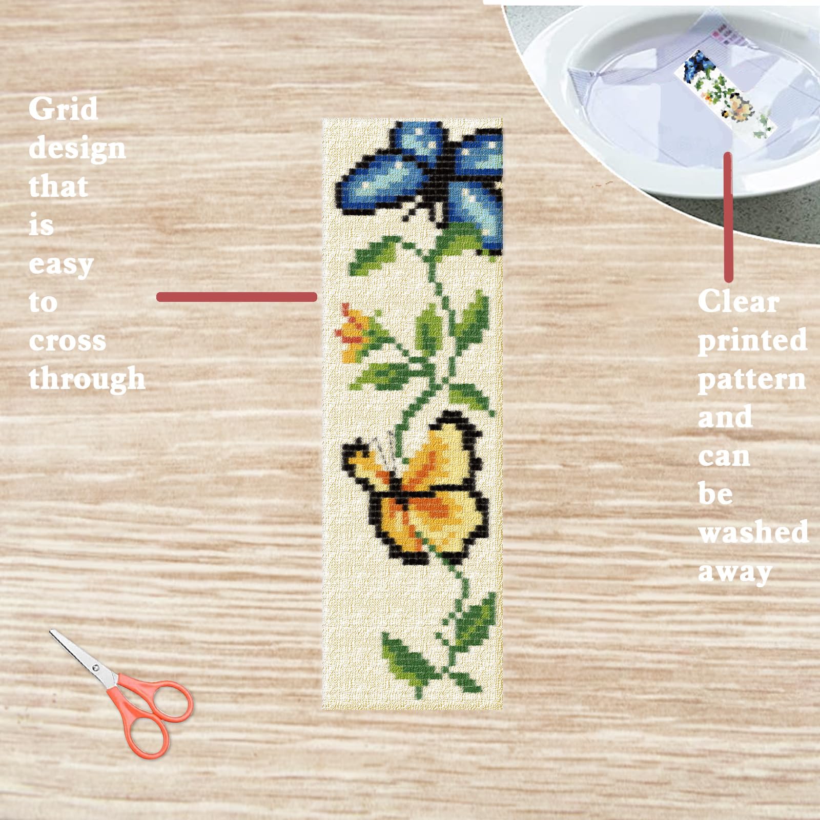 Kit DIY De Marque-pages En Point De Croix FREEBLOSS - 6 Motifs Bohème Géométriques Pour Débutants, 6x20 Cm