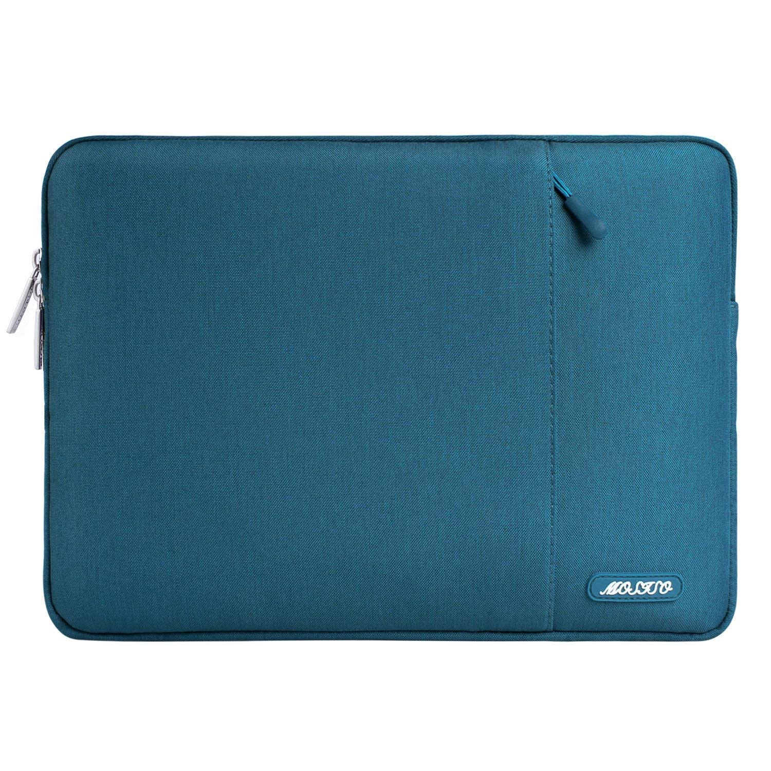 MOSISO Laptop Sleeve Bag Only Compatible with MacBook 12 inch with Retina Display A1534 2017/2016/2015 Release, Polyester Vertical Case with Pocket, Deep Teal