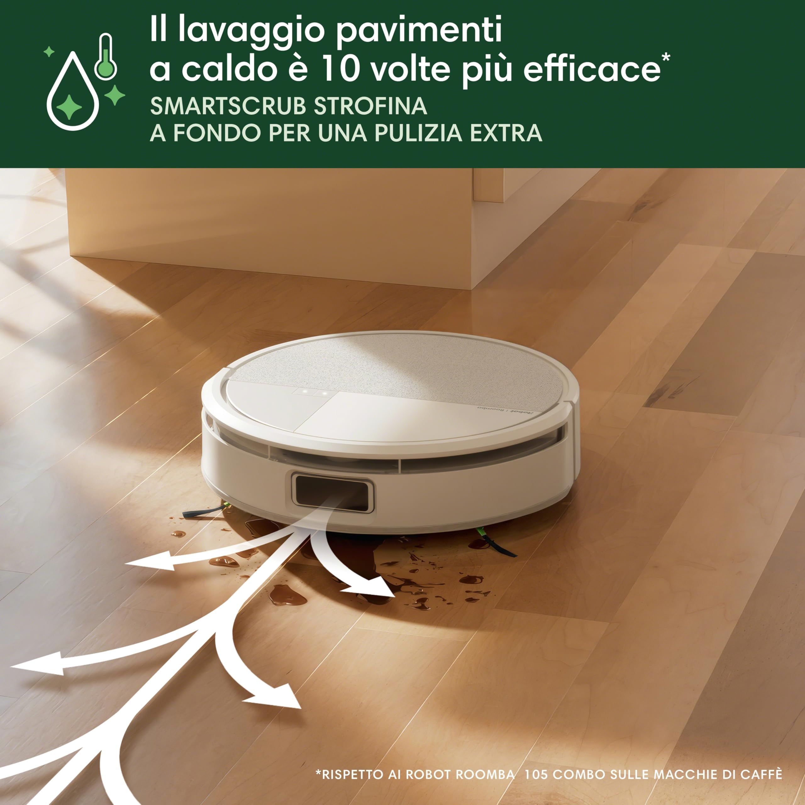 iRobot Roomba Max 705 Combo+Stazione AutoWash, Robot Aspirapolvere Lavapavimenti, ProLiDAR, PowerSpin Roller Mop,SmartScrub,Riconoscimento Oggetti AI,Pulizia Predittiva, Controllo Vocale e App, Bianco