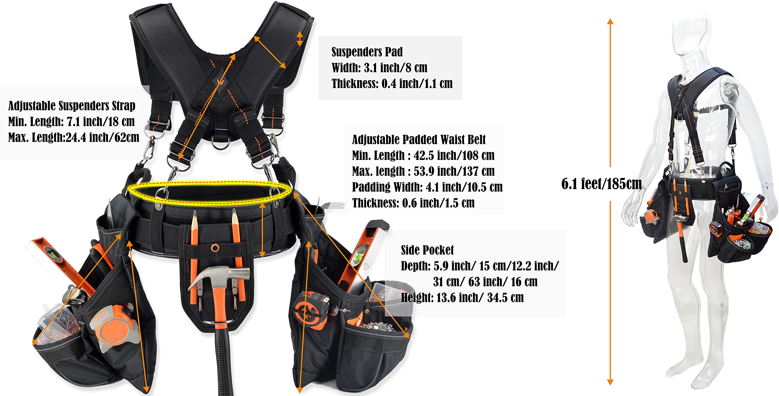 Buy Tool belt with suspenders, Tool belt suspenders, Carpenter tool