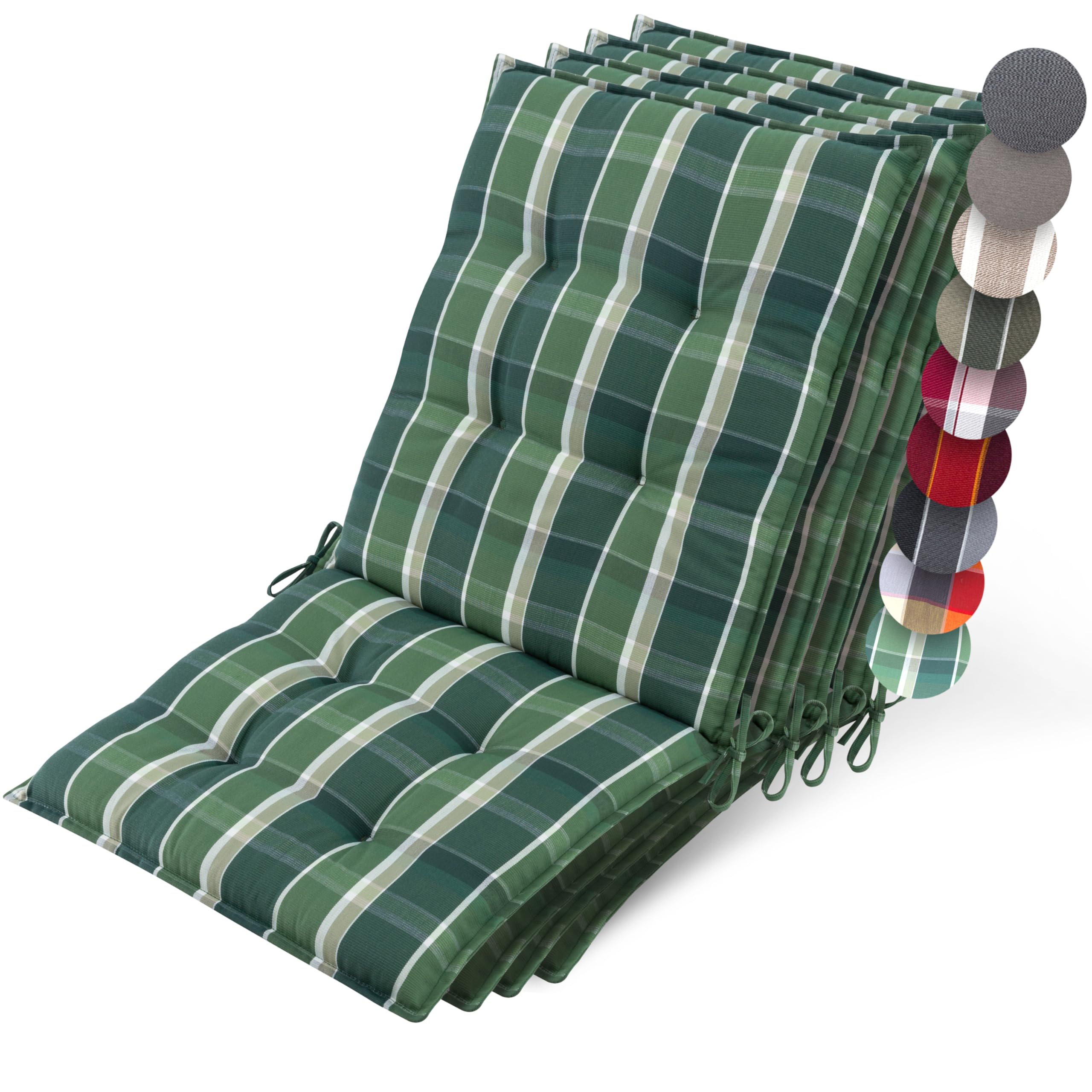 Beautissu Set of 4 Premium Outdoor Chair Cushion Low Back UV Non-Slip Thick