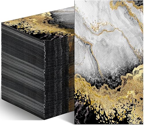 Geyoga 100 servilletas de mármol de 2 capas para invitados, toallas de mano desechables, servilletas de papel decorativas para bufé, cocina, baño,