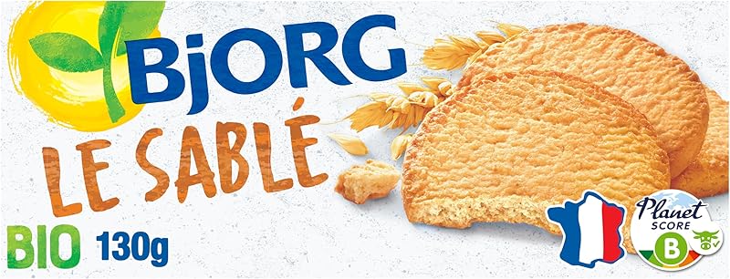 BJORG - Le Sablé - Biscuits Bio - Au Blé Complet - Sans Huile De Palme - Source de Fibres - Sucres N