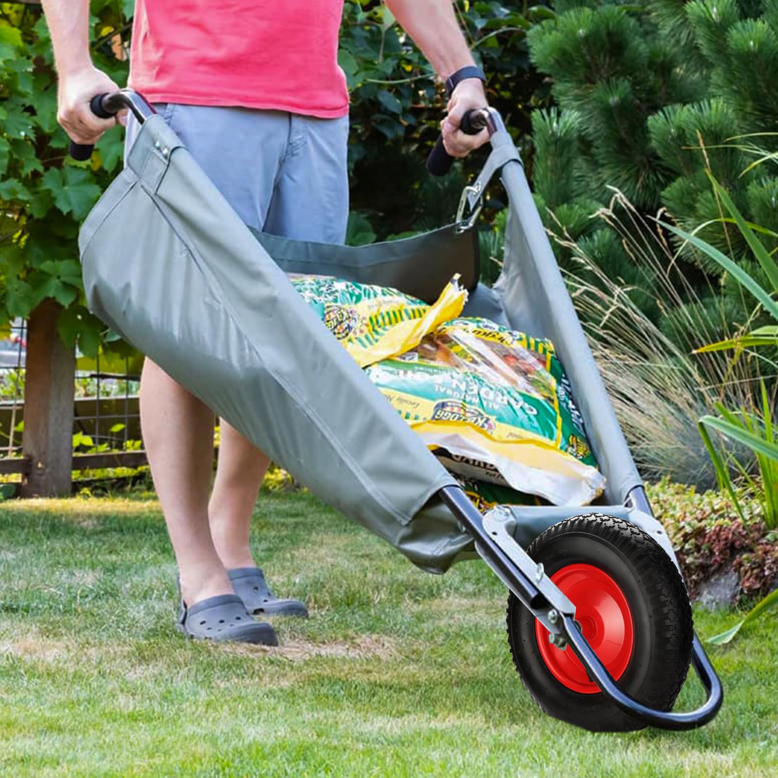 4er Set Ersatzräder 4.80/4.00-8 schwarz-rot | 4 Ersatzräder Ø 390 mm, 4PR, bis 200 kg Tragkraft, für Sackkarre, Gartenkarre, Handwagen und Schubkarre.