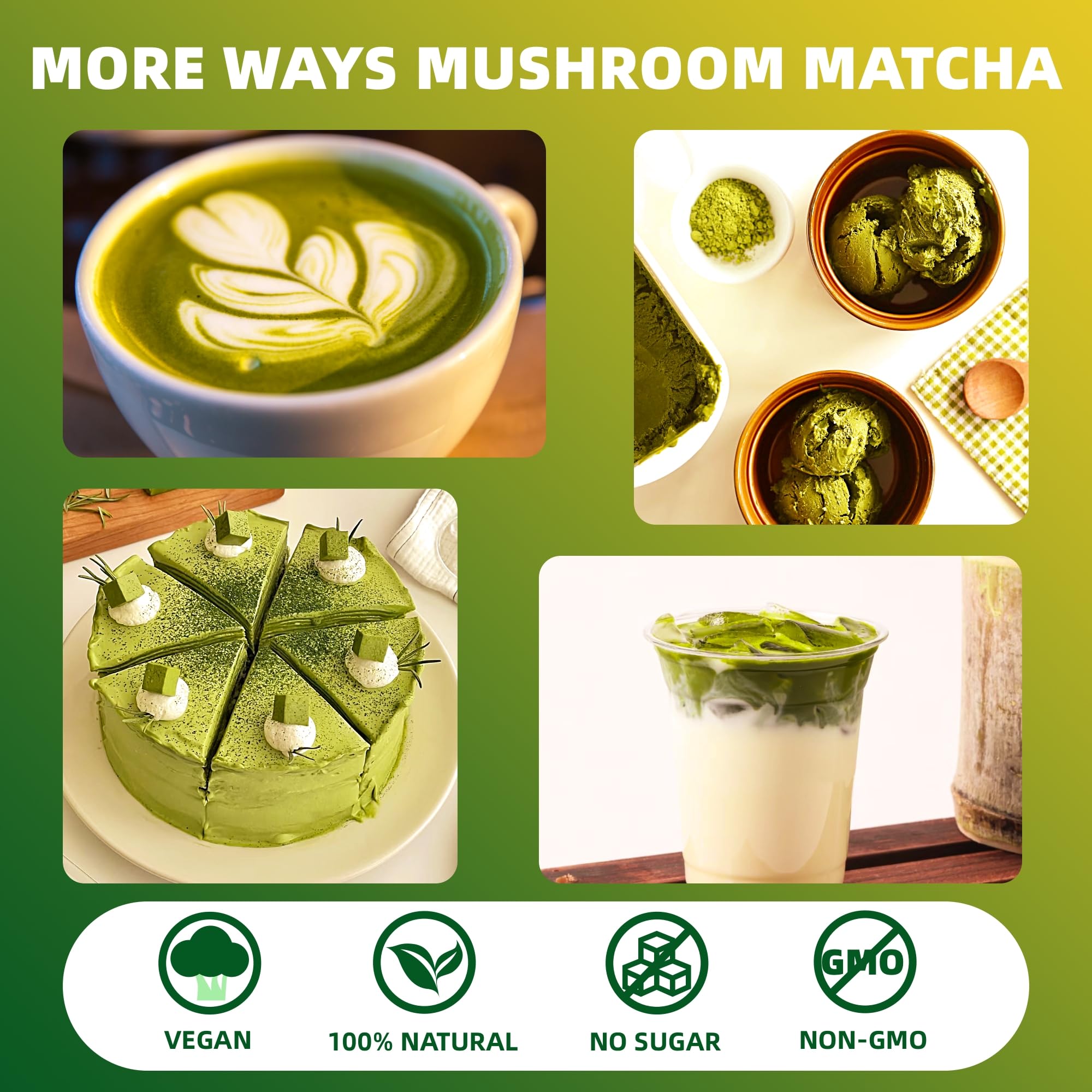 Mushroom Matcha 10 Superfood Mushroom Powder Blend with Japanese Ceremonial Grade Matcha Mushroom Coffee Alternative for Energy Focus — view 6