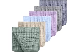 Looxii Baby Girl Burp Cloths Muslin, 6-Pack, 20"x10", Multicolor