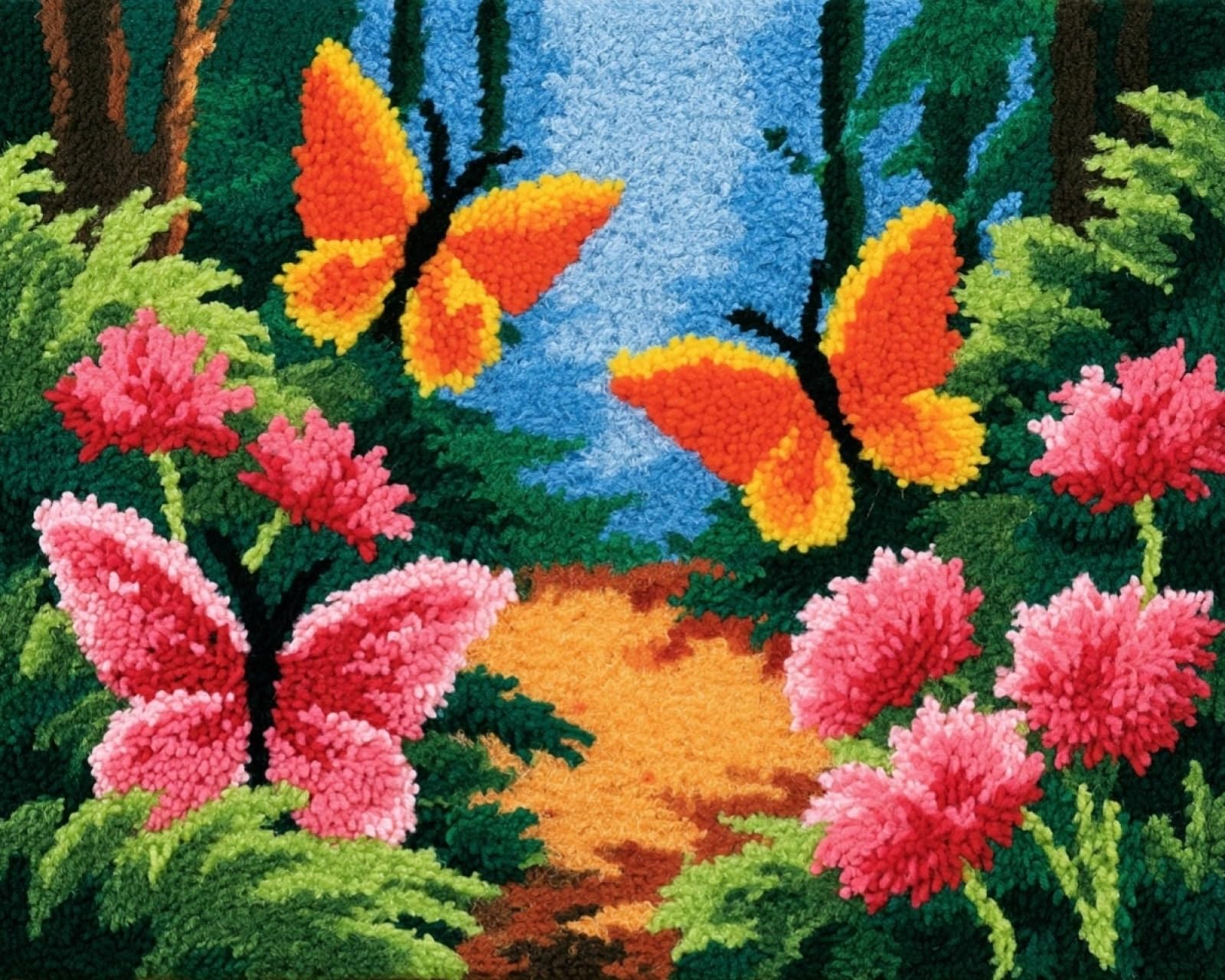 Wallphantom DIY Latch Hook Rug Making Kit for Adults,Forest Butterfly