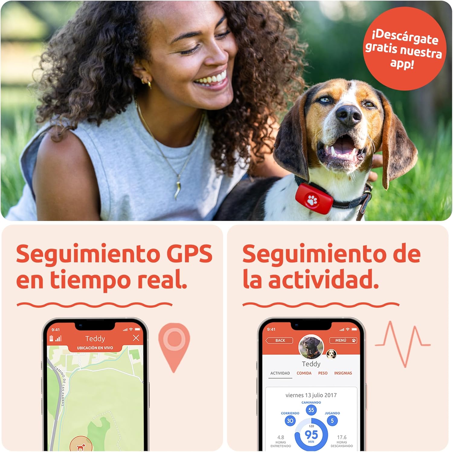 PitPat Dog GPS Locator - No Subscription - Smart Activity Tracker, Satellite Tracking with Unlimited Range - 100% Waterproof Pet Tracker (Black) 4