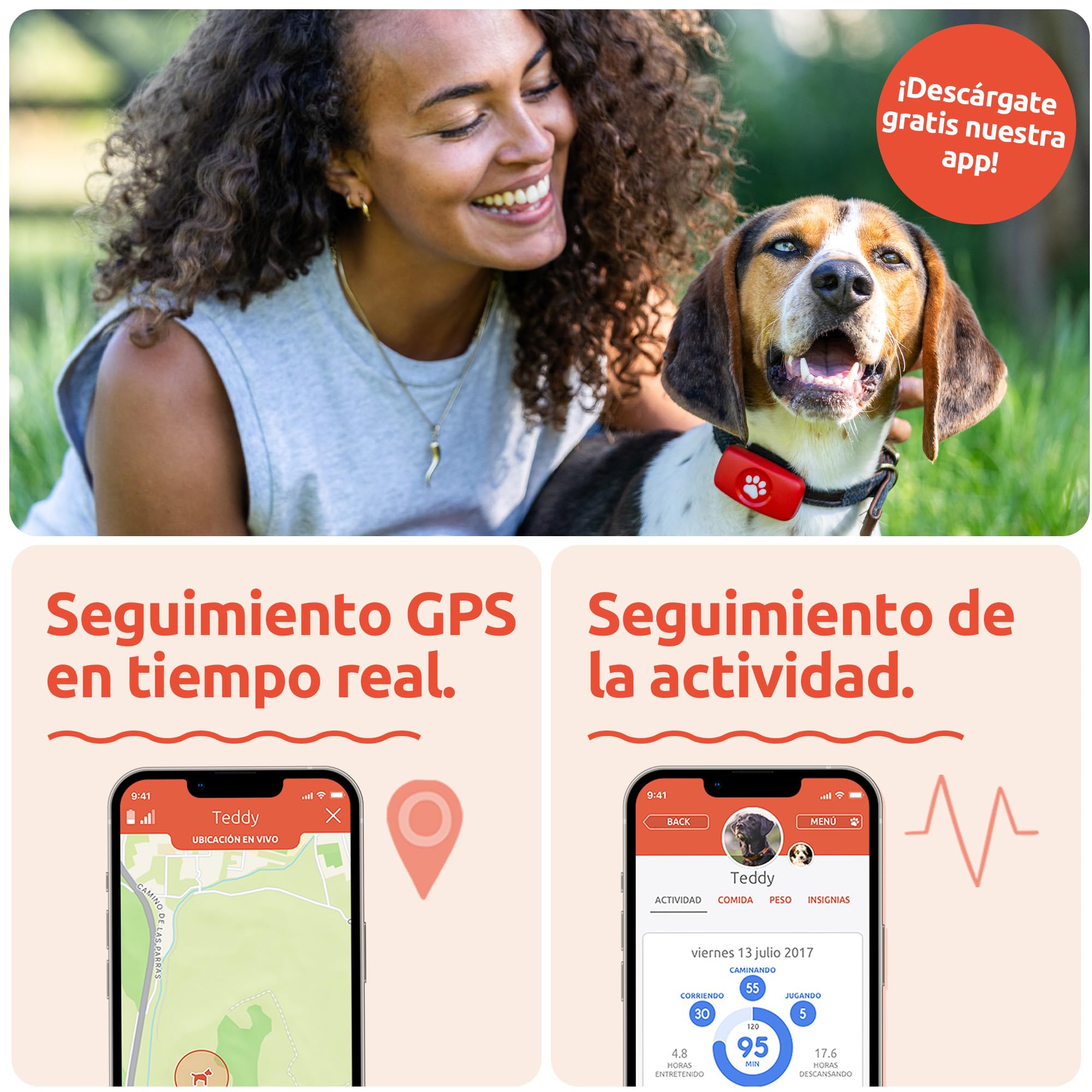 Pitpat Localizador GPS Perros - Sin Suscripción - Rastreador De Actividad Inteligente, Rastreo Vía Satélite con Alcance Ilimitado - Rastreador De Mascotas 100% Impermeable (Negro)