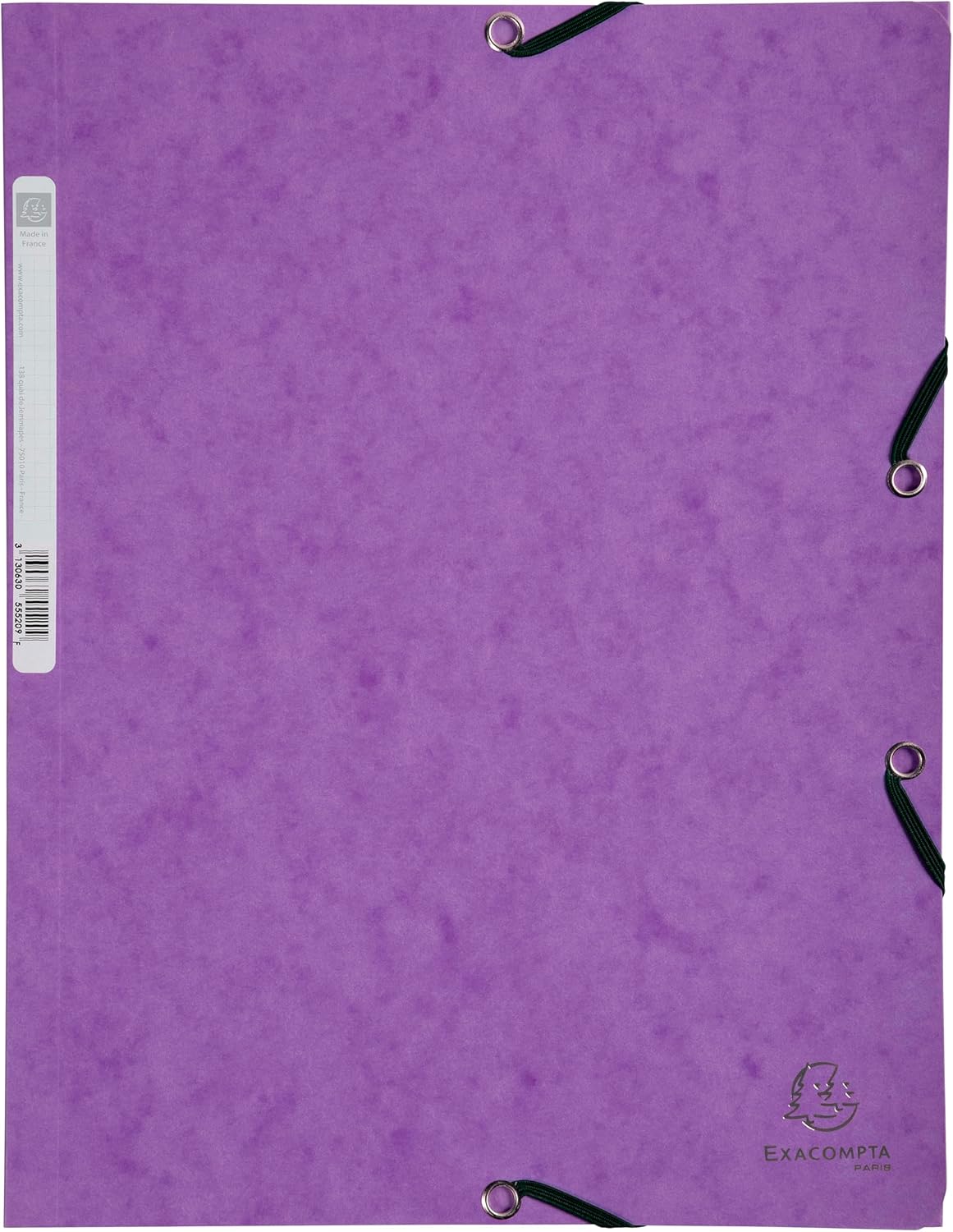 Exacompta - Ref 55308E - Pack of 10 Elastic folders - 3 Flap Pockets - in Glossy Card 355g/m2 - Size 24 x 32 cm for A4 documents - Purple