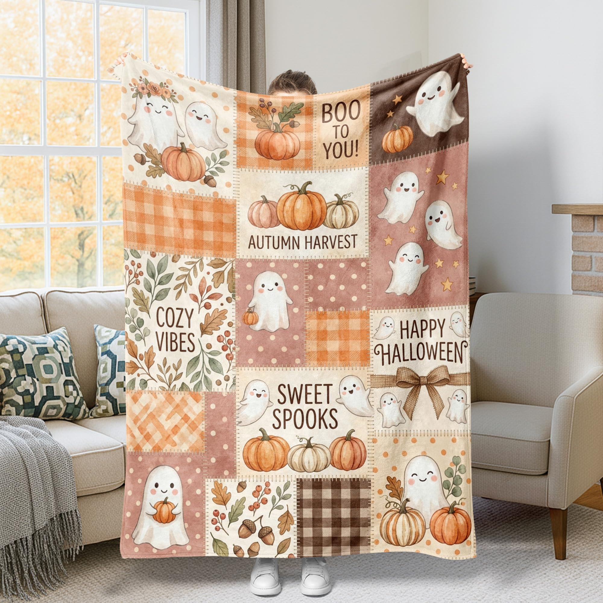 Manta de calabazas ligera de felpa para cama de 60x80 pulgadas manta de invierno para sofa