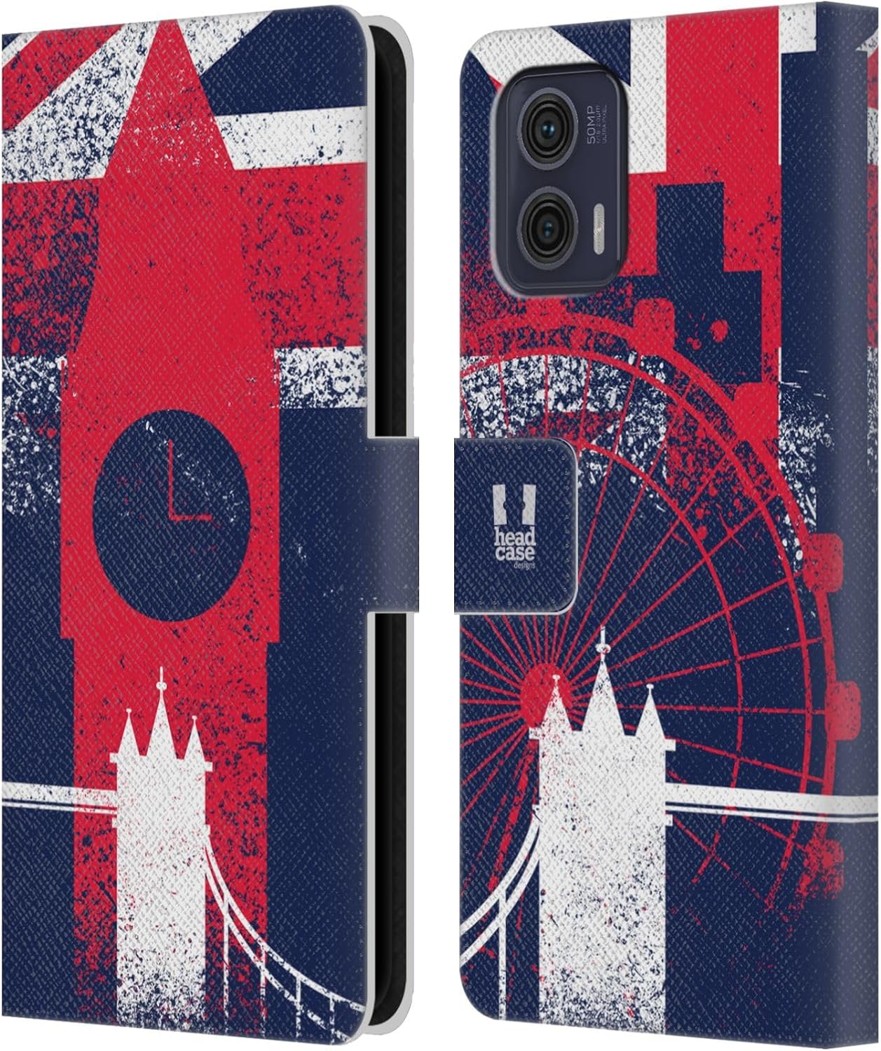 Head Case Designs Landmarks London Best Leather Book Wallet Case Cover Compatible with Motorola Moto G73 5G
